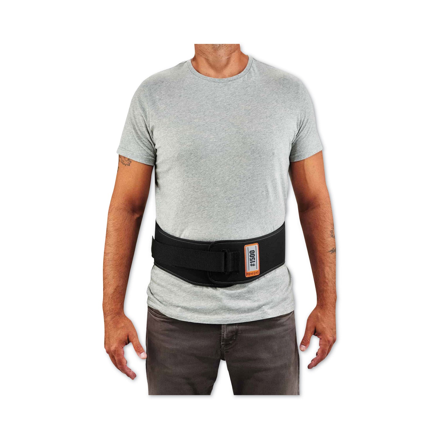 Ergodyne ProFlex 1500 Weight Lifters Support Brace - 25" to 30" Waist Size - Black - 900D Nylon - 1 Each