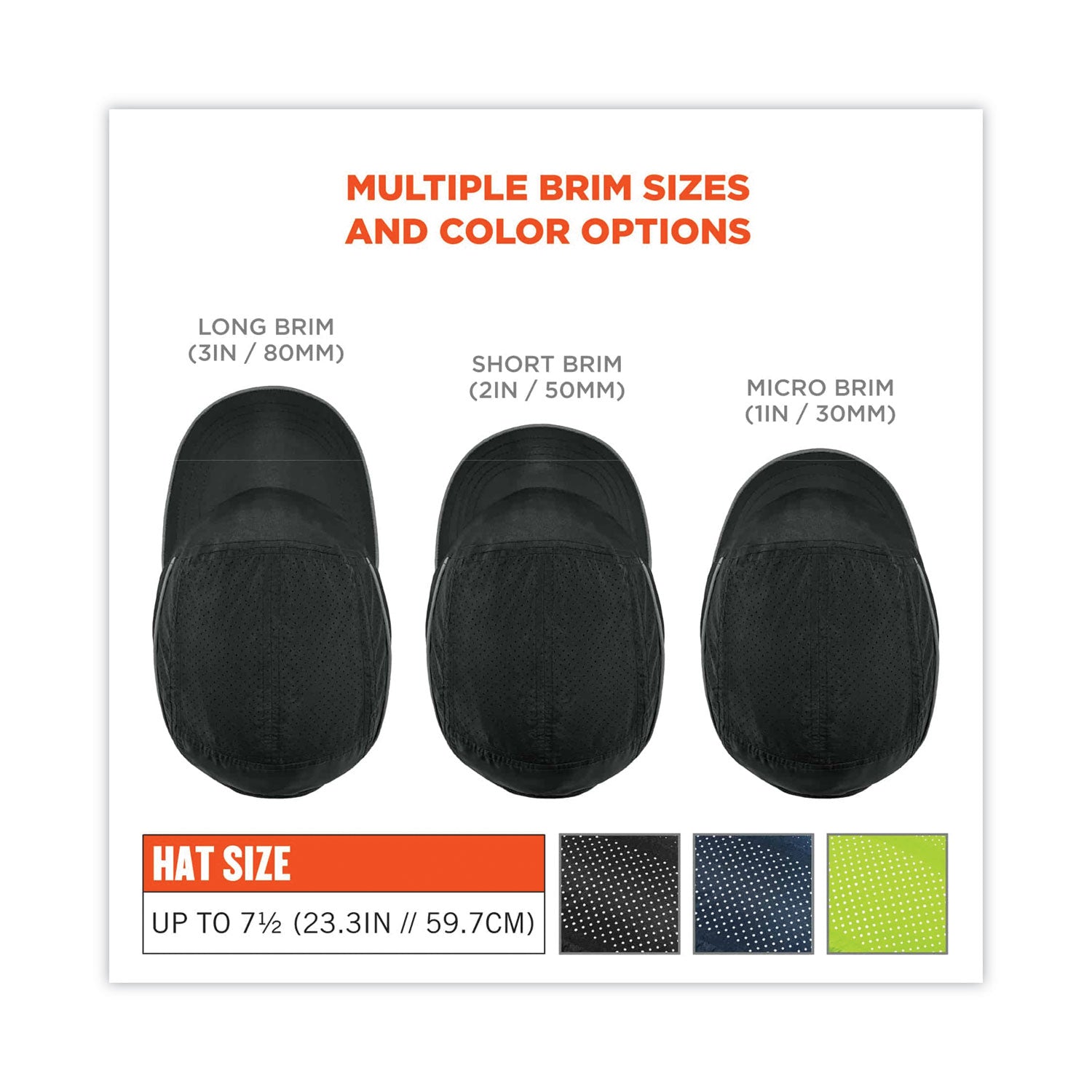 Ergodyne Skullerz 8955 Lightweight Bump Cap Hat, Black, High-Density Polyethylene Shell, Vented, Reflective, Breathable, Removable Liner, Machine Washable, Impact Resistant, 1 Each