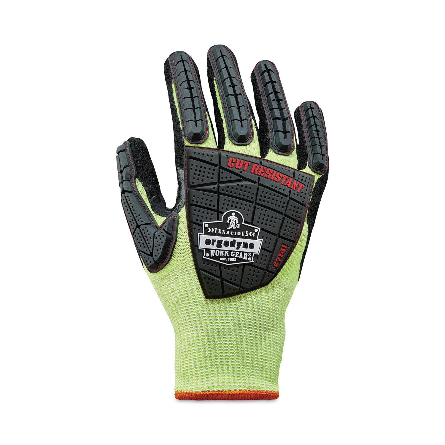 Ergodyne ProFlex 7141 Nitrile-Coated DIR Level 4 Cut-Resistant Gloves, XXL, Lime, 1.75" Thick, 10" Length, 2 Pairs per Pack, 72 Packs per Carton