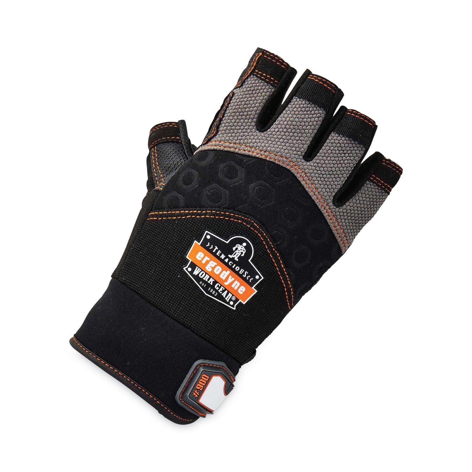 Ergodyne ProFlex 900 Half-Finger Impact Gloves, Medium, Black, 1.50" Thick, 11" Length, Shock & Impact Resistant, Breathable, Reinforced Thumb, Padded Palm, Anti-Vibration, 2 Pairs
