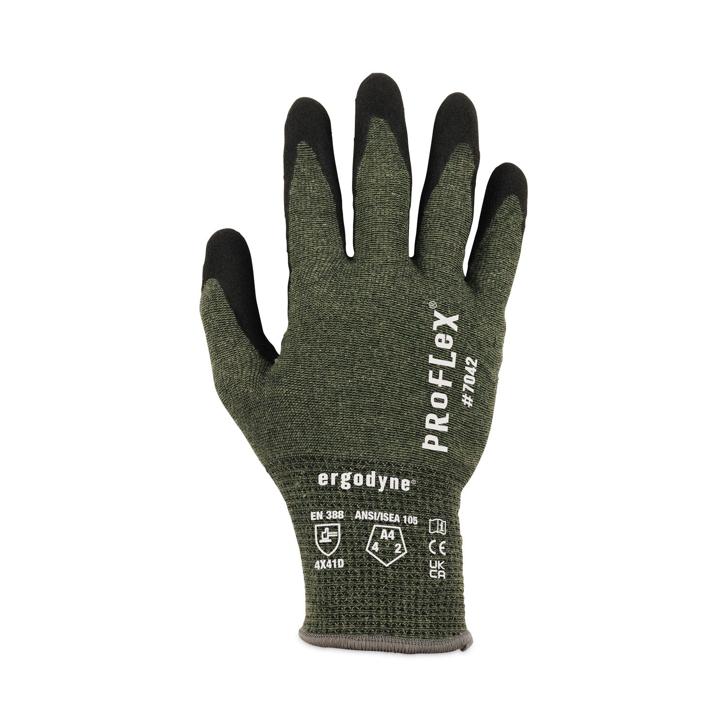 Ergodyne ProFlex 7042 Nitrile-Coated Cut-Resistant Gloves, Small, Green, Synthetic Fiber, Touchscreen Capable, Machine Washable, Heat and Abrasion Resistant, 2 Pairs per Pack