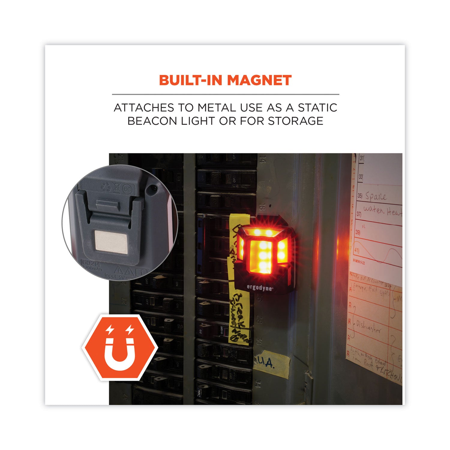 Skullerz 8993 Hard Hat Safety Light, 1.5 x 3 x 1.5, Black