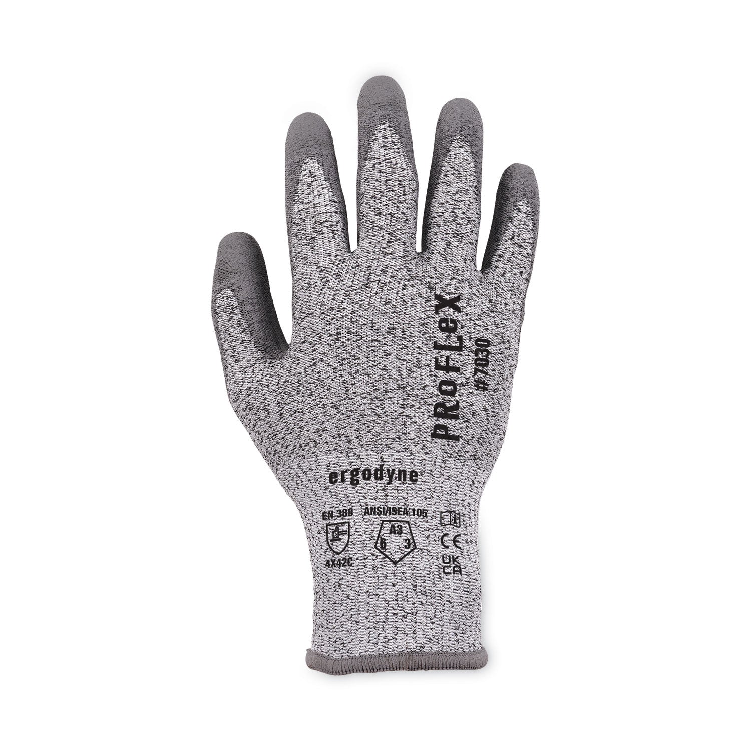 Ergodyne 7030 PU-Coated Cut-Resistant Gloves, X-Large, Gray, Touchscreen Capable, Polyurethane Palm, HPPE/Nylon Spandex, 13-Gauge, 2 Pairs per Pack
