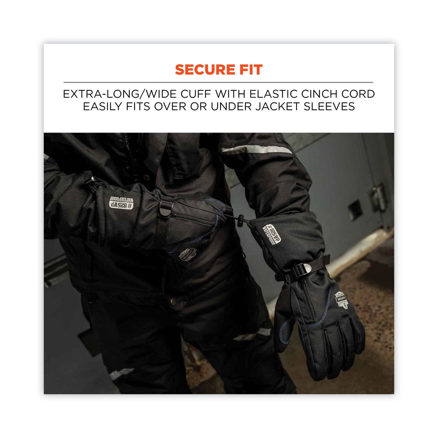 Ergodyne ProFlex 825WP Thermal Waterproof Winter Work Gloves, Medium, Black, 3" Thickness, 13.75" Length, Touchscreen Capable, Dual Layer, 2 Pairs