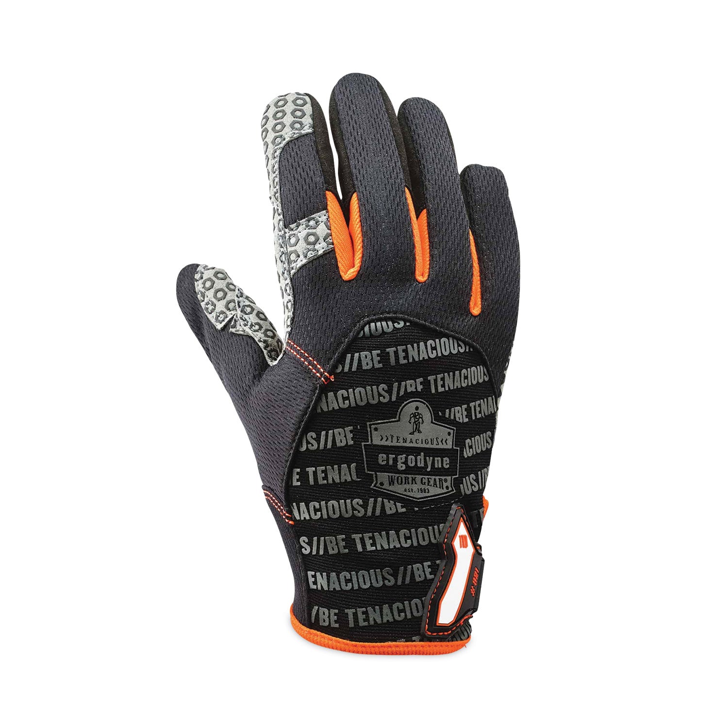 Ergodyne ProFlex 821 Smooth Surface Handling Gloves - 2" Thickness x 12.75" Glove Length - Large Size - Black - Flexible, Comfortable, Breathable, Secure Fit, Molded, Pull-on Tab, ID Tab, Machine Washable - For Handling Goods - 2 / Pair
