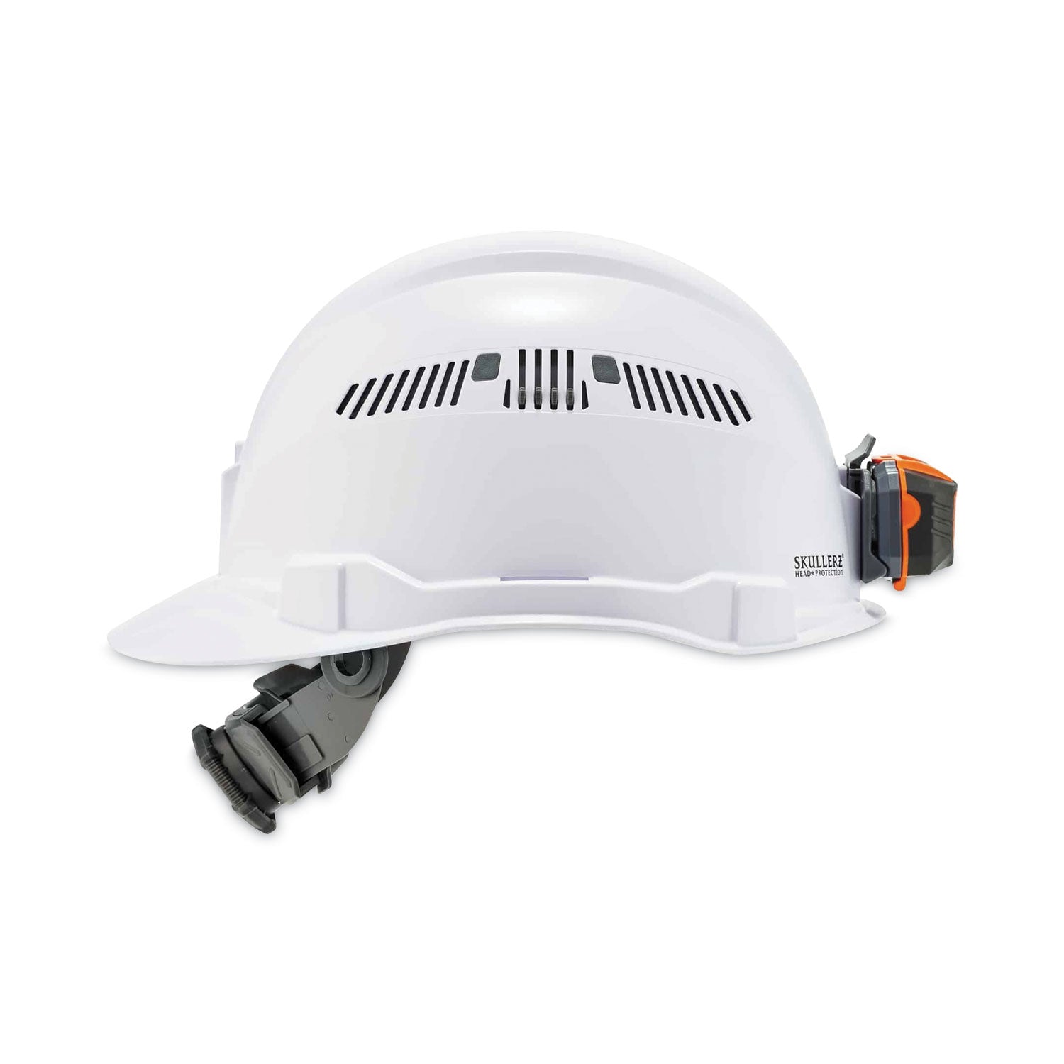 Ergodyne Skullerz 8972LED Cap-Style Hard Hat with LED Light, Vented, Adjustable, Removable Sweatband, White, 1 Each