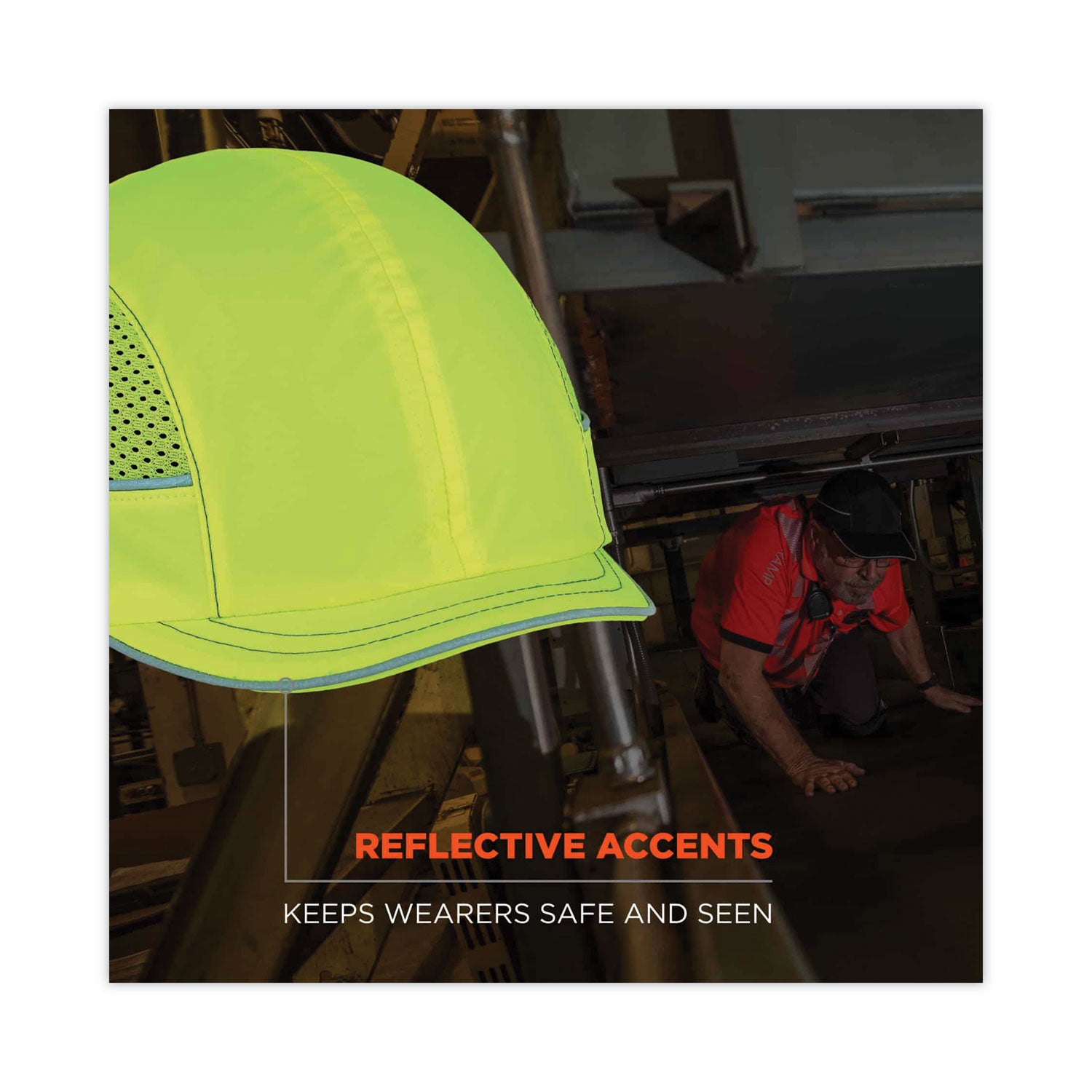 Ergodyne 8950 Bump Cap Hat - Recommended for: Industrial, Mechanic, Factory, Home, Baggage Handling - Bump, Scrape, Head Protection - Lime - Comfortable, Impact Resistant, Machine Washable, Removable - 1 Each