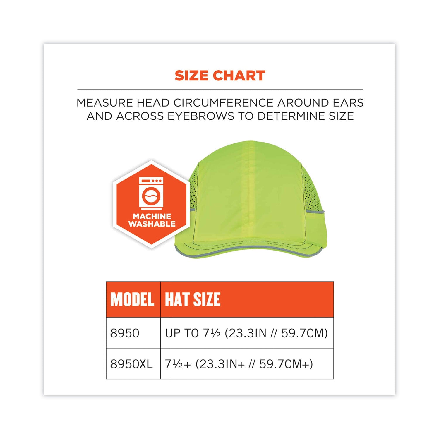 Ergodyne 8950 Bump Cap Hat - Recommended for: Industrial, Mechanic, Factory, Home, Baggage Handling - One Size - Bump, Scrape, Head Protection - Lime - Comfortable, Impact Resistant, Machine Washable, Removable - 1 Each