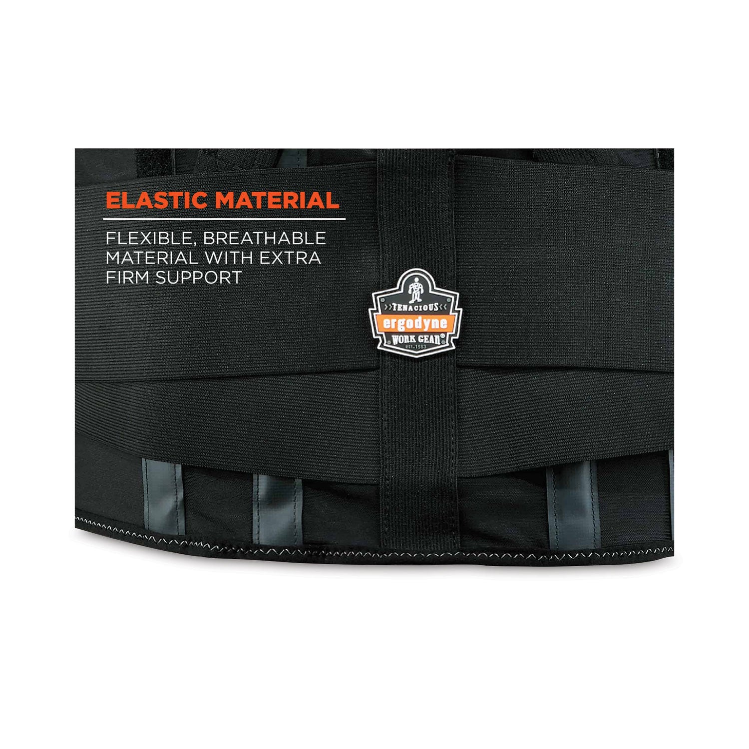 25" to 58" Waist Size - Black - Rubber, Polypropylene, 280D Spandex - 1 Each