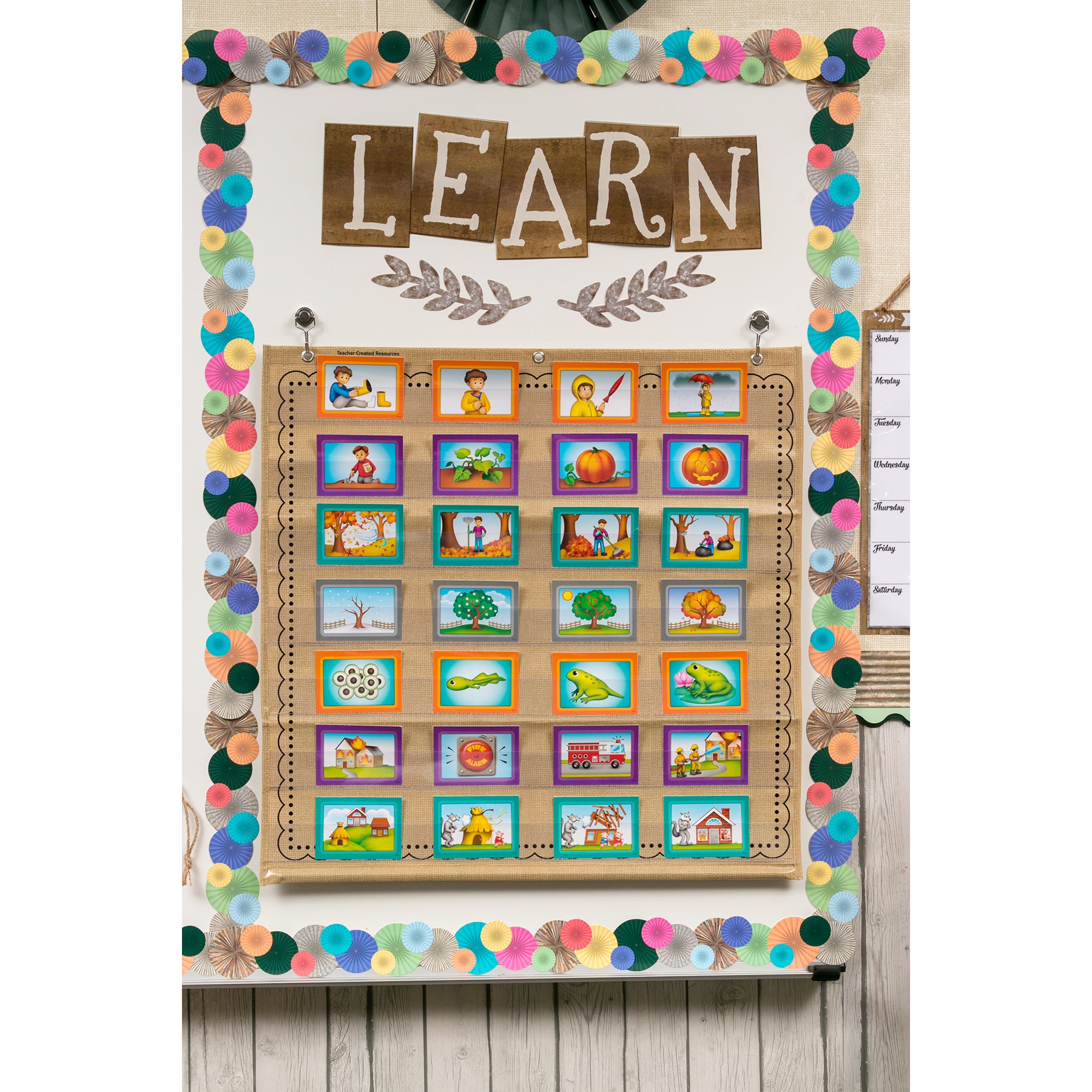 Burlap 7 Pocket Chart (28" x 28")