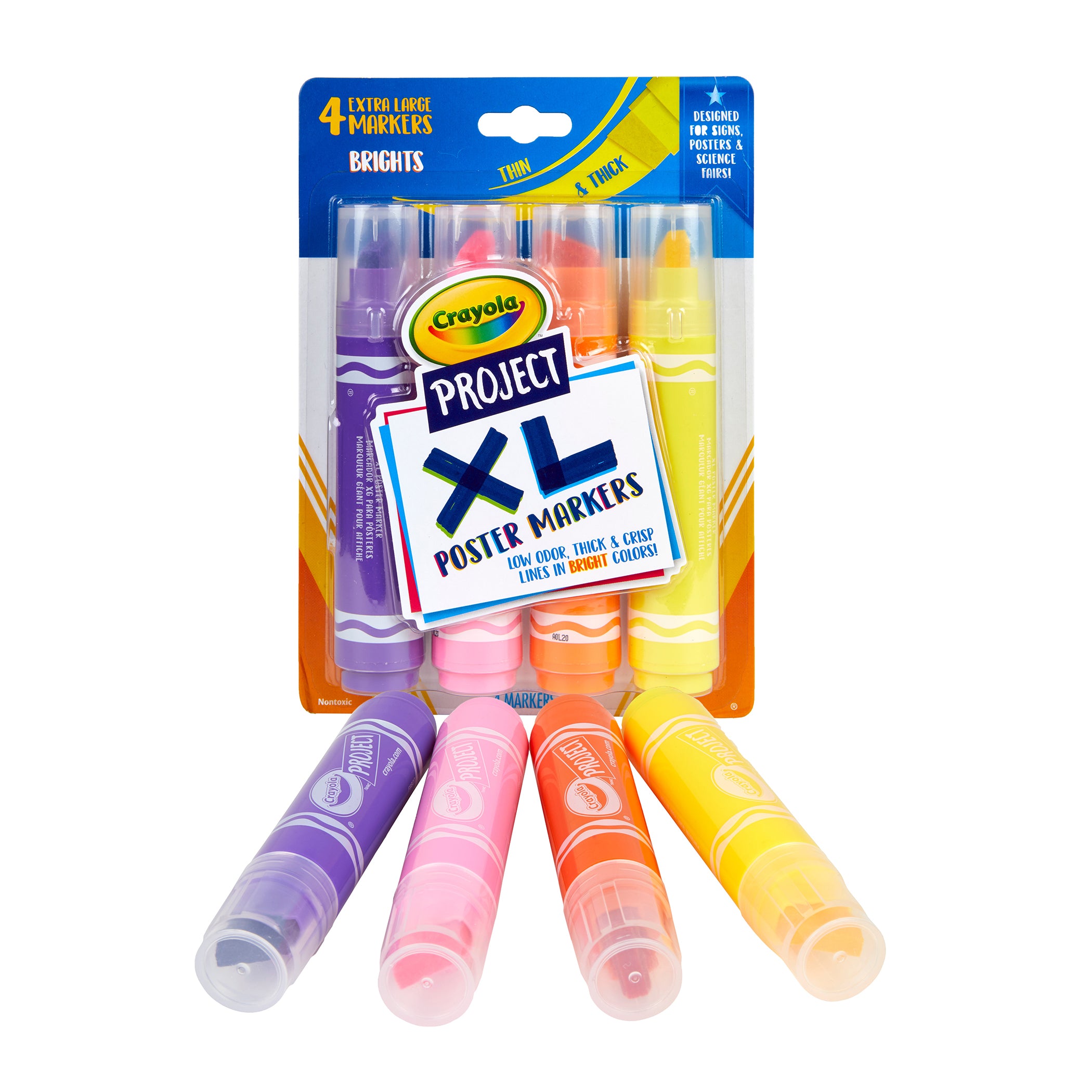 Project XL Poster Markers, Bold & Bright, 4 Count