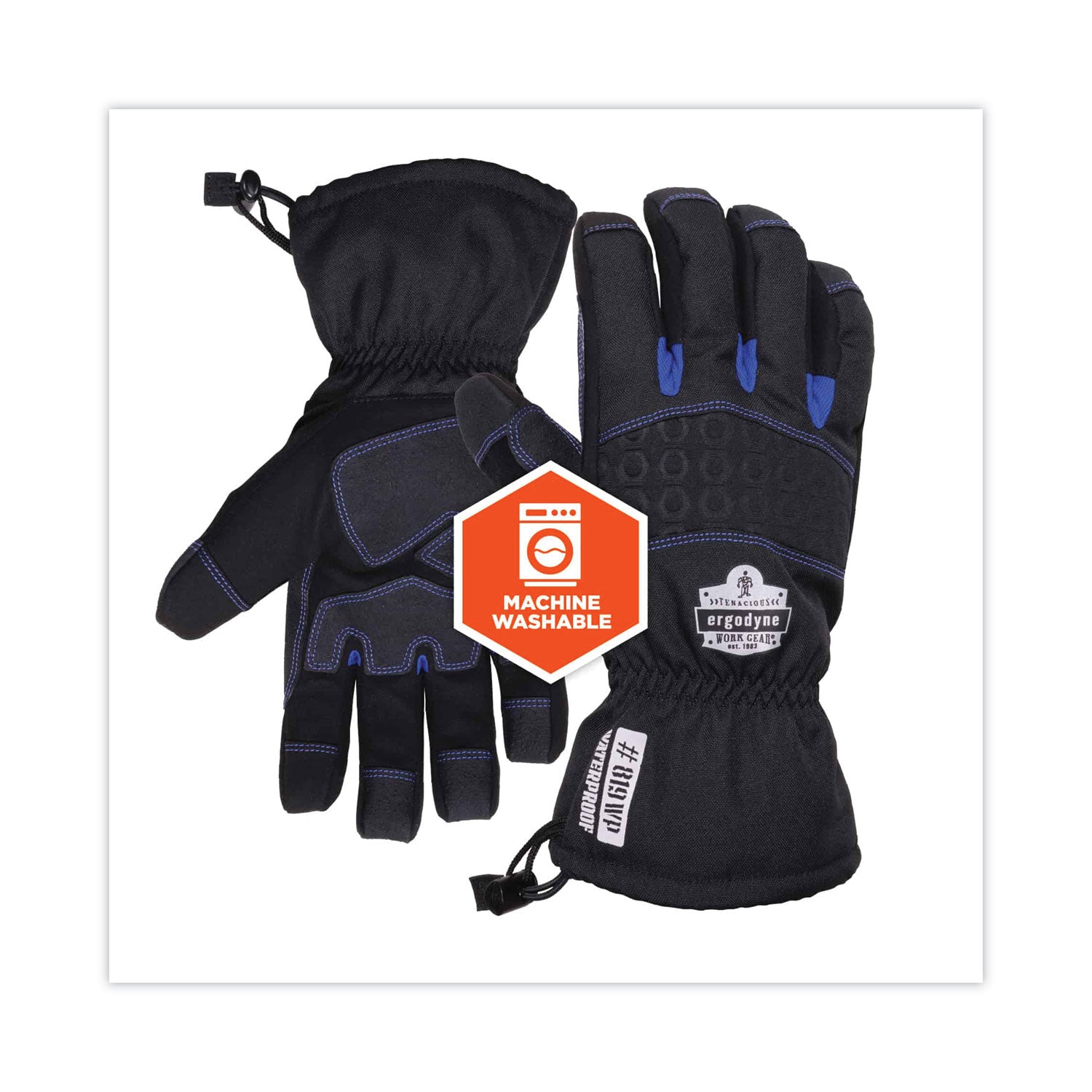 Ergodyne ProFlex 819WP Extreme Thermal Waterproof Winter Work Gloves, Small, Black, 3" Thickness, 13.75" Length, Touchscreen Capable, 2 Pairs