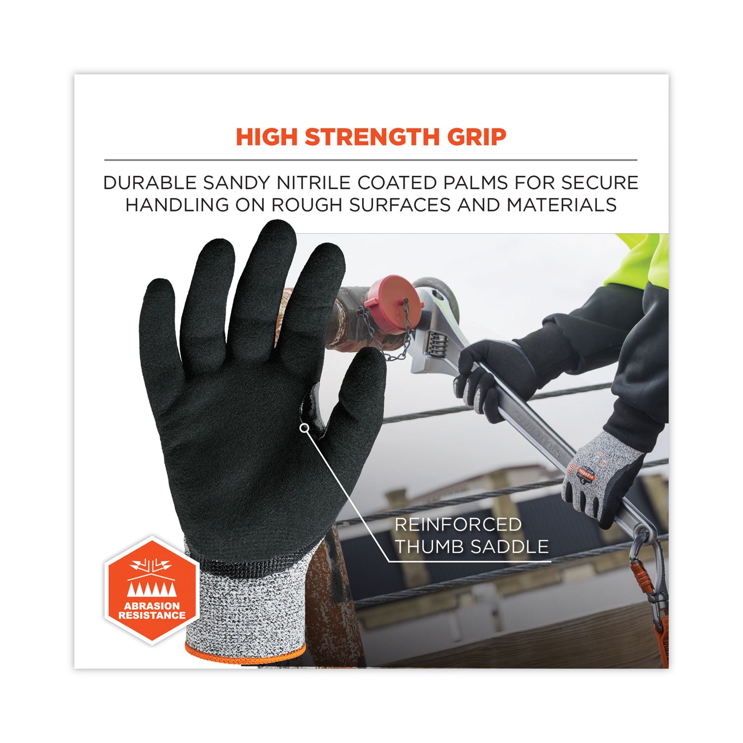 Ergodyne ProFlex 7031 Nitrile-Coated Cut-Resistant Gloves, A3 Level, Large, Gray, 2/Pair, 12 Pairs per Carton, 2" Thickness, 10" Length, Seamless Knit Wrist, Abrasion & Puncture Resistant, Machine Washable