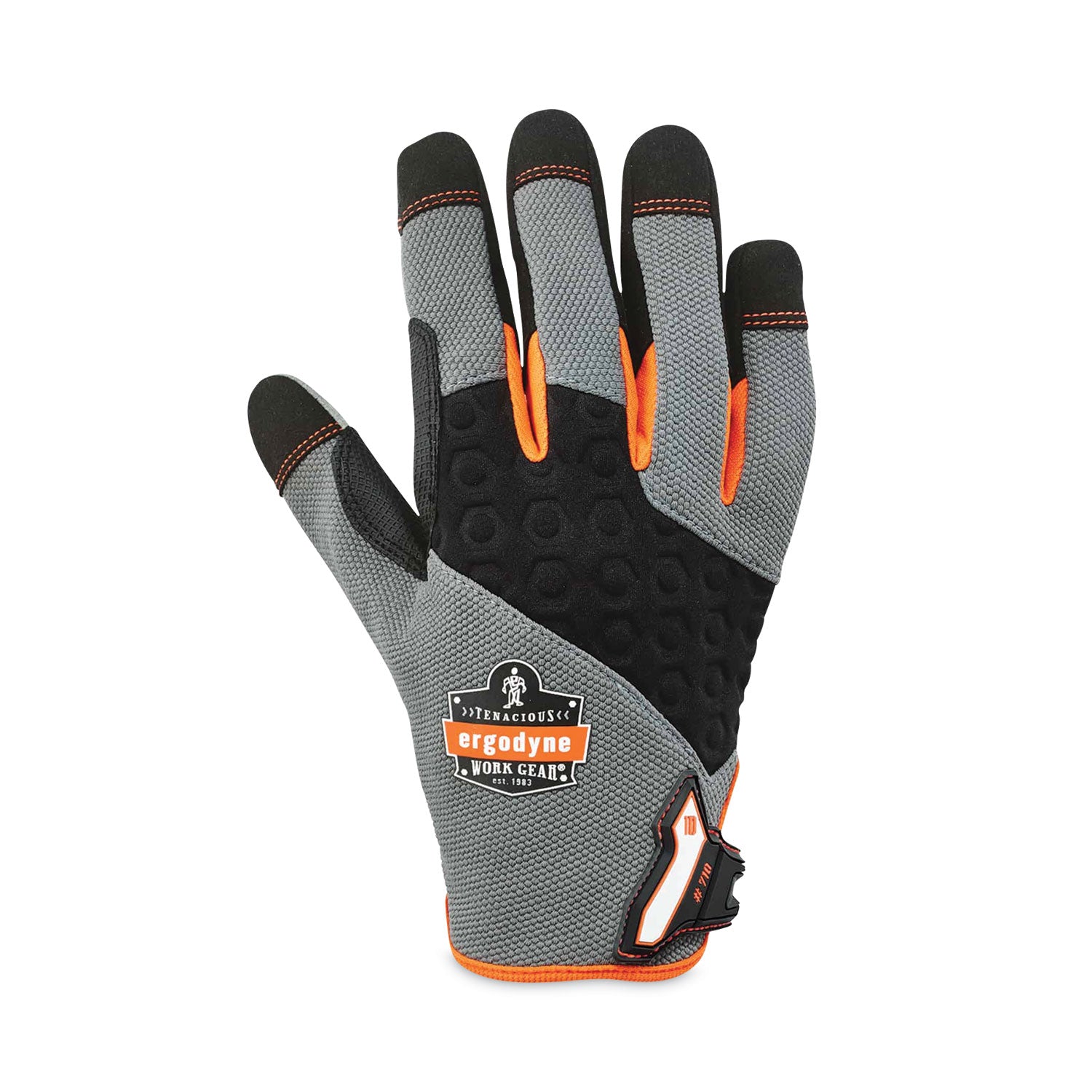 Ergodyne ProFlex 710 Heavy-Duty Utility Gloves, Small, Gray, 8" Length, Padded Palm, Reinforced Fingertip, Abrasion Resistant, Machine Washable, 2 Pairs