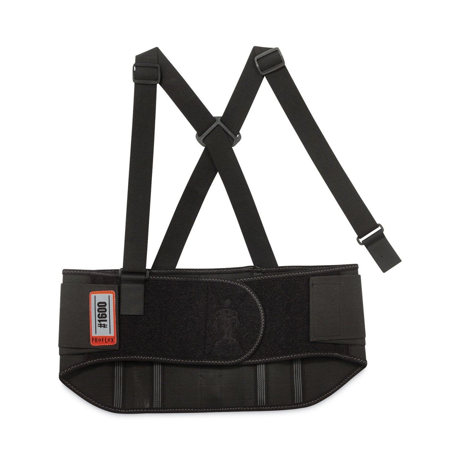 Ergodyne ProFlex 1600 Standard Back Support Brace - 30" to 34" Waist Size - Black - Elastic, Polypropylene, Rubber - 1 Each