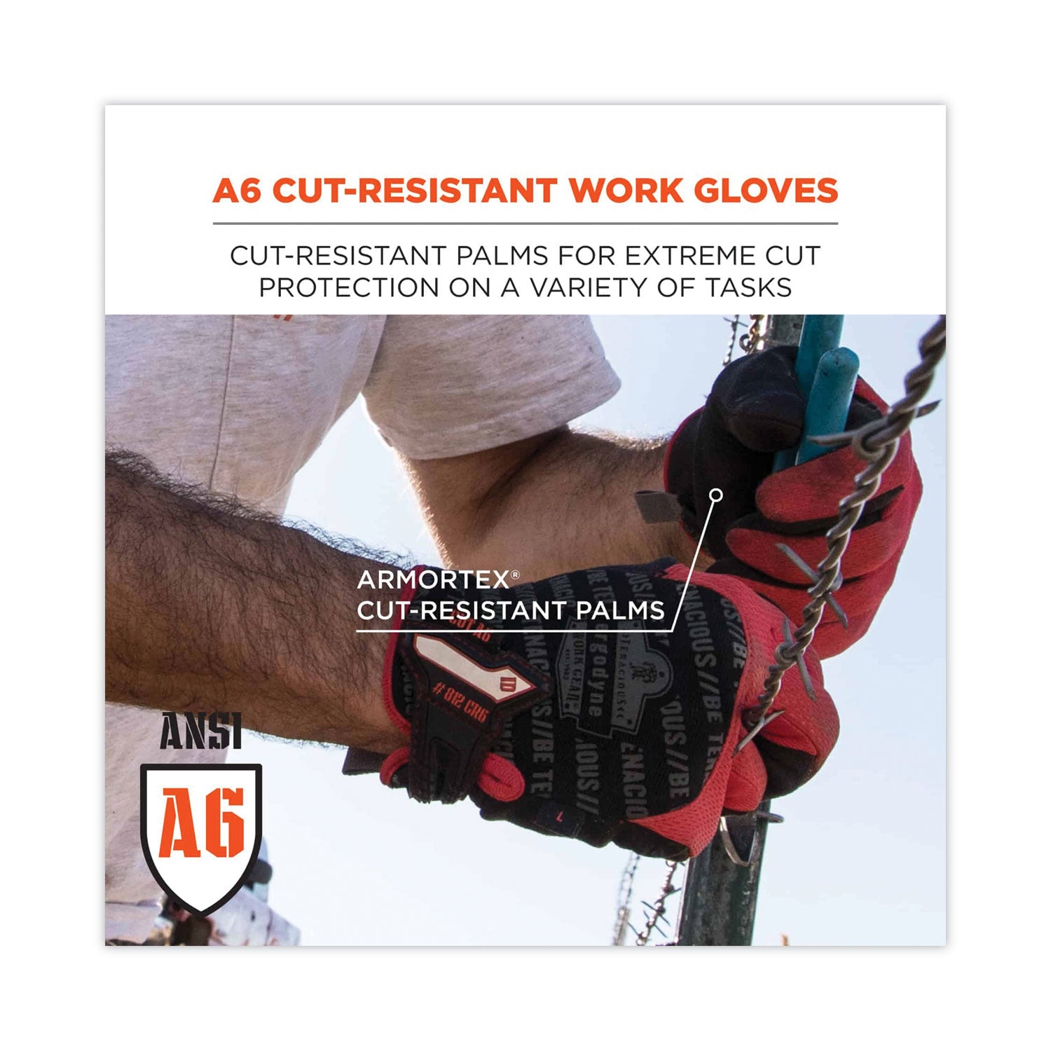 Ergodyne ProFlex 812CR6 Utility Cut-Resistant Gloves, XXL, Black, 2.25" Thick, 13.25" Length, 2 Pairs, Durable Grip, Reinforced Thumb, Flexible, Breathable, Machine Washable