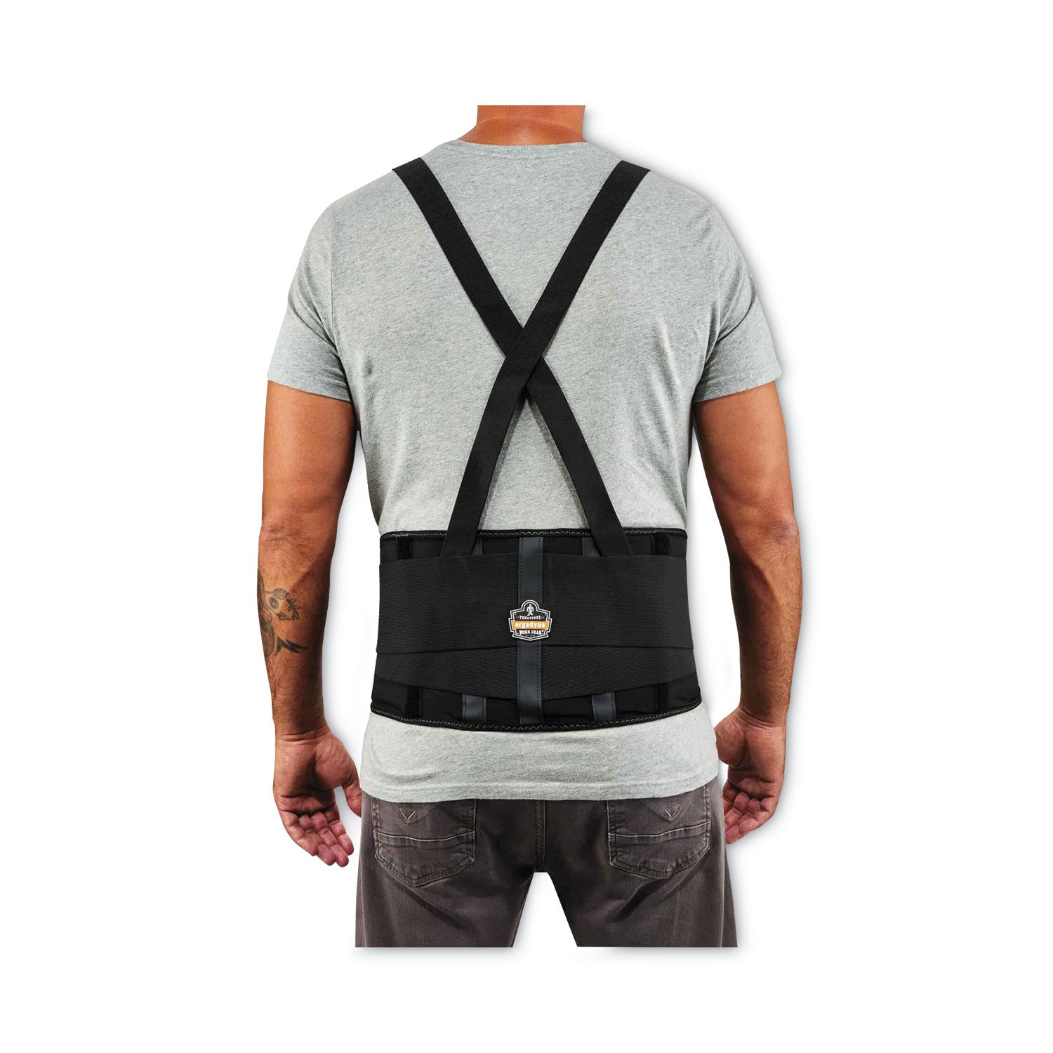 Ergodyne ProFlex 100 Economy Back Support Brace - 42" to 46" Waist Size - Black - 280D Spandex, Rubber, Polypropylene - 1 Each