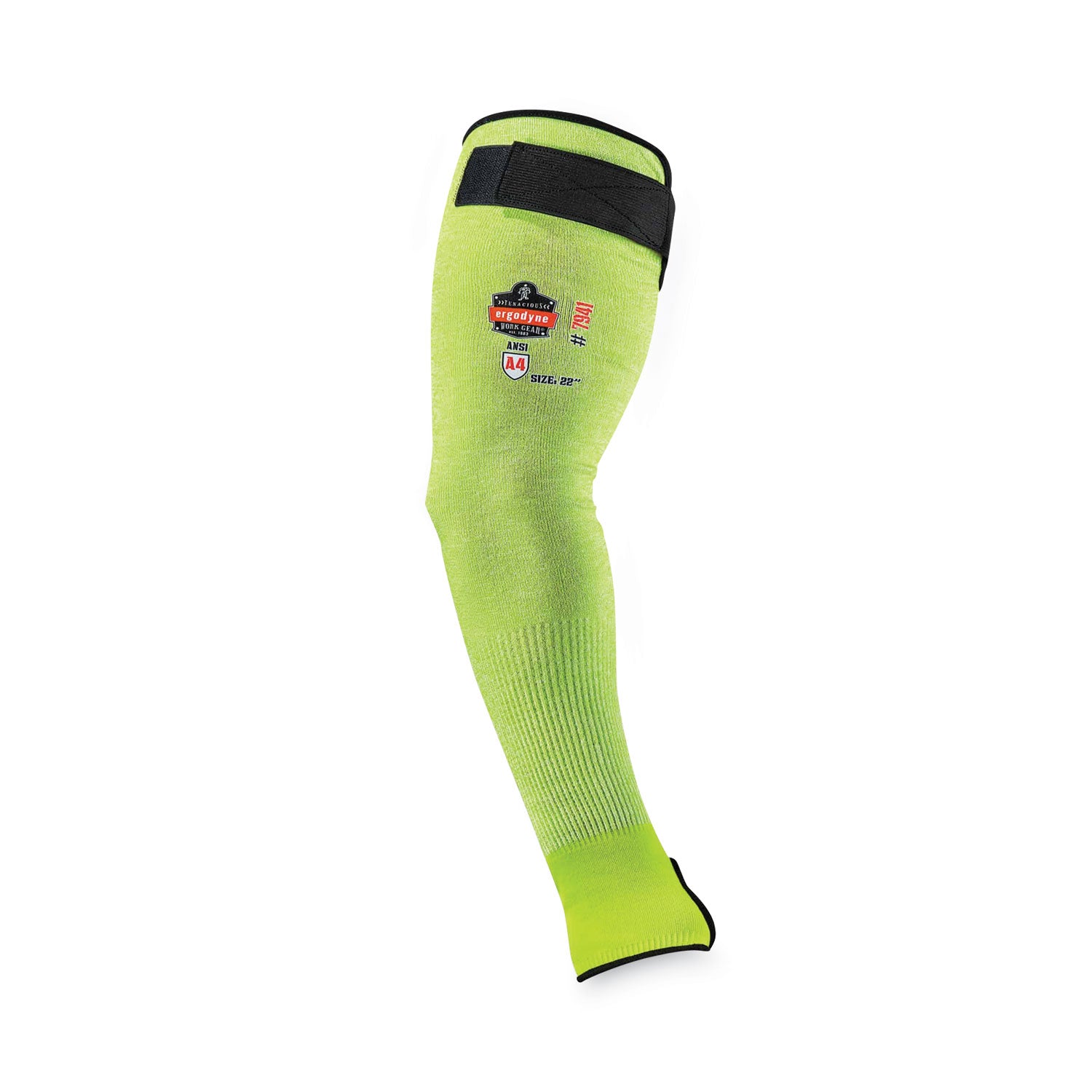 Ergodyne ProFlex 7941 Cut-Resistant Protective Arm Sleeve Pair, 22" Length, Lime, Kevlar Yarn, Machine Washable, Heat Resistant, Moisture Wicking, High Visibility, Adjustable Fit, 2 Sleeves per Pair