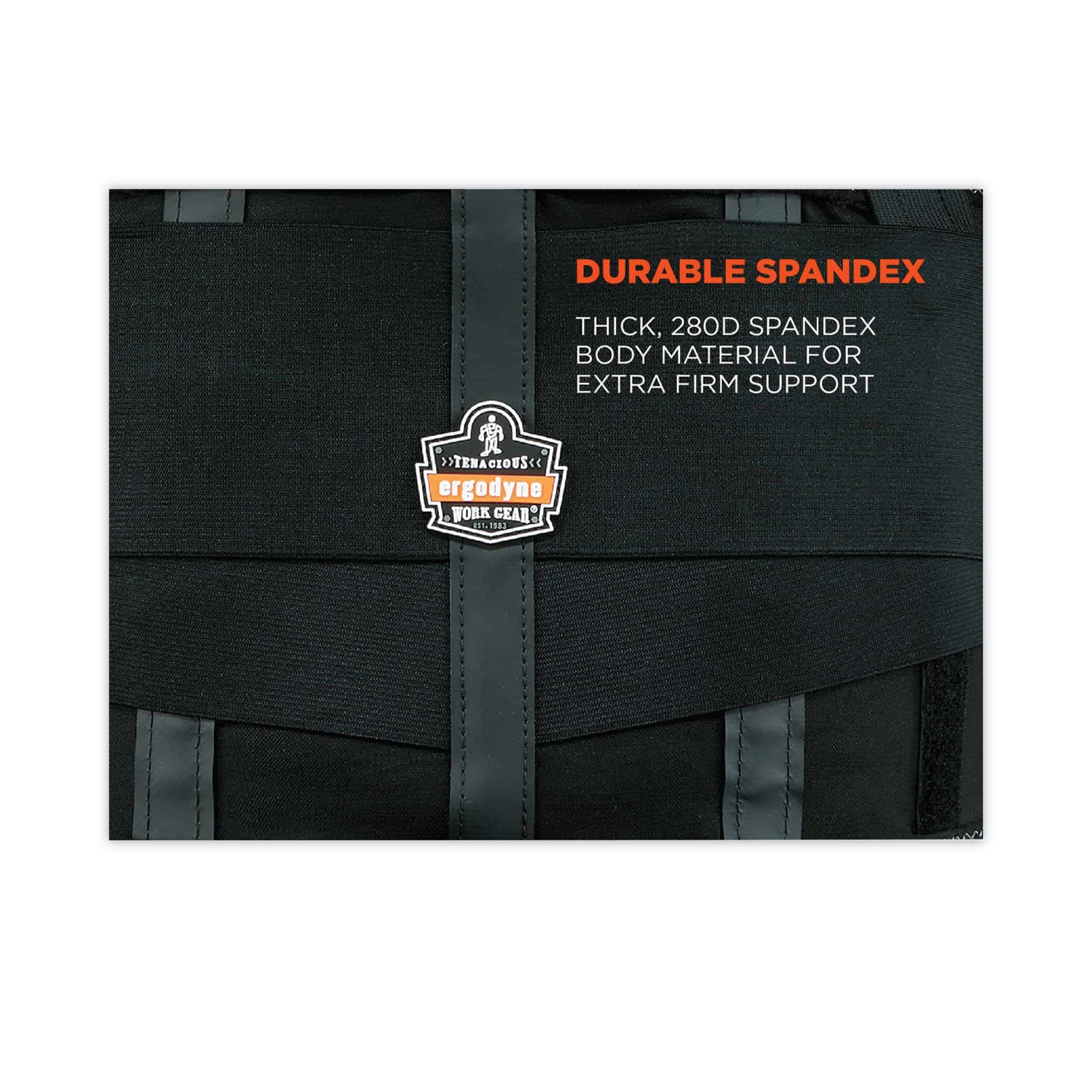 Ergodyne ProFlex 1100SF Spandex Back Support Brace - 42" to 46" Waist Size - Black - Spandex, Elastic - 1 Each