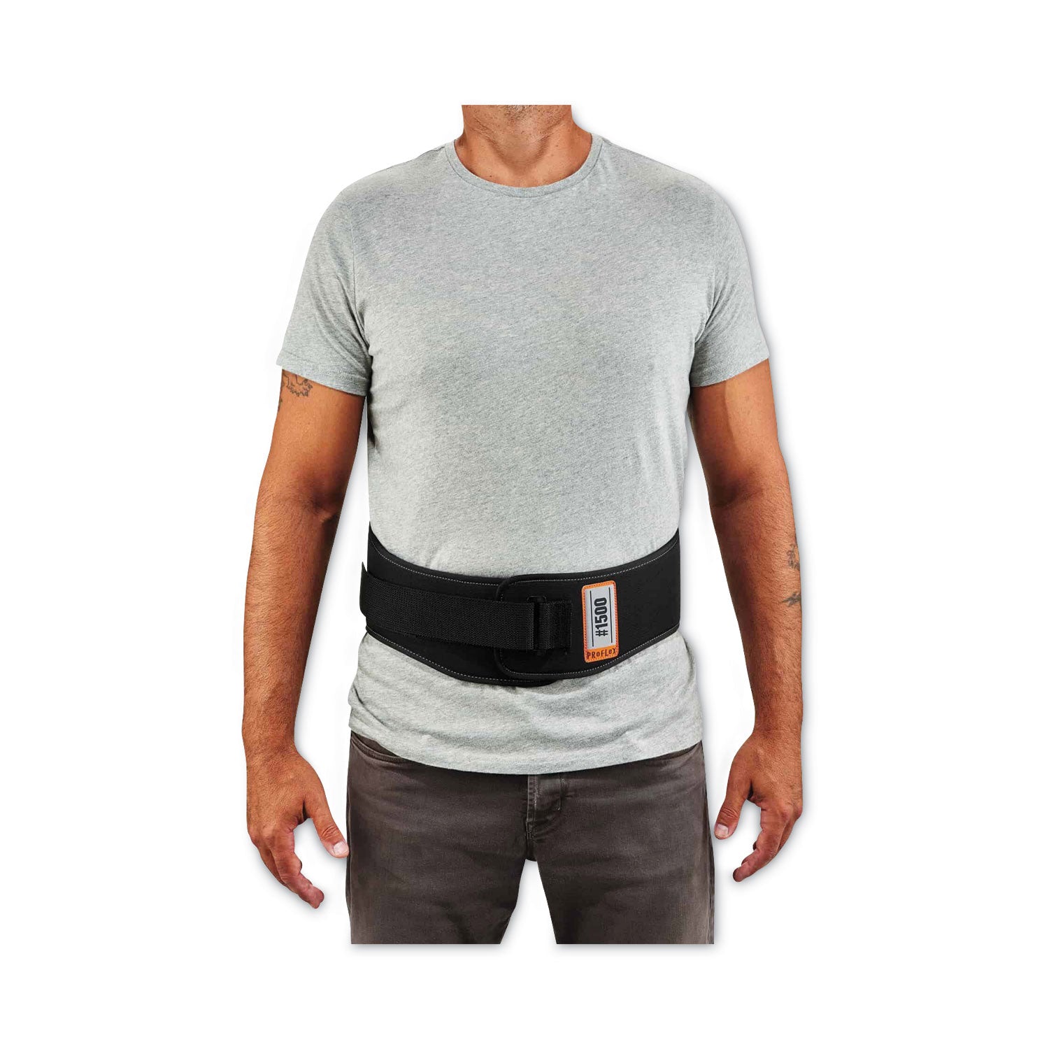 Ergodyne ProFlex 1500 Weight Lifters Support Brace - 42" to 46" Waist Size - Black - 900D Nylon - 1 Each