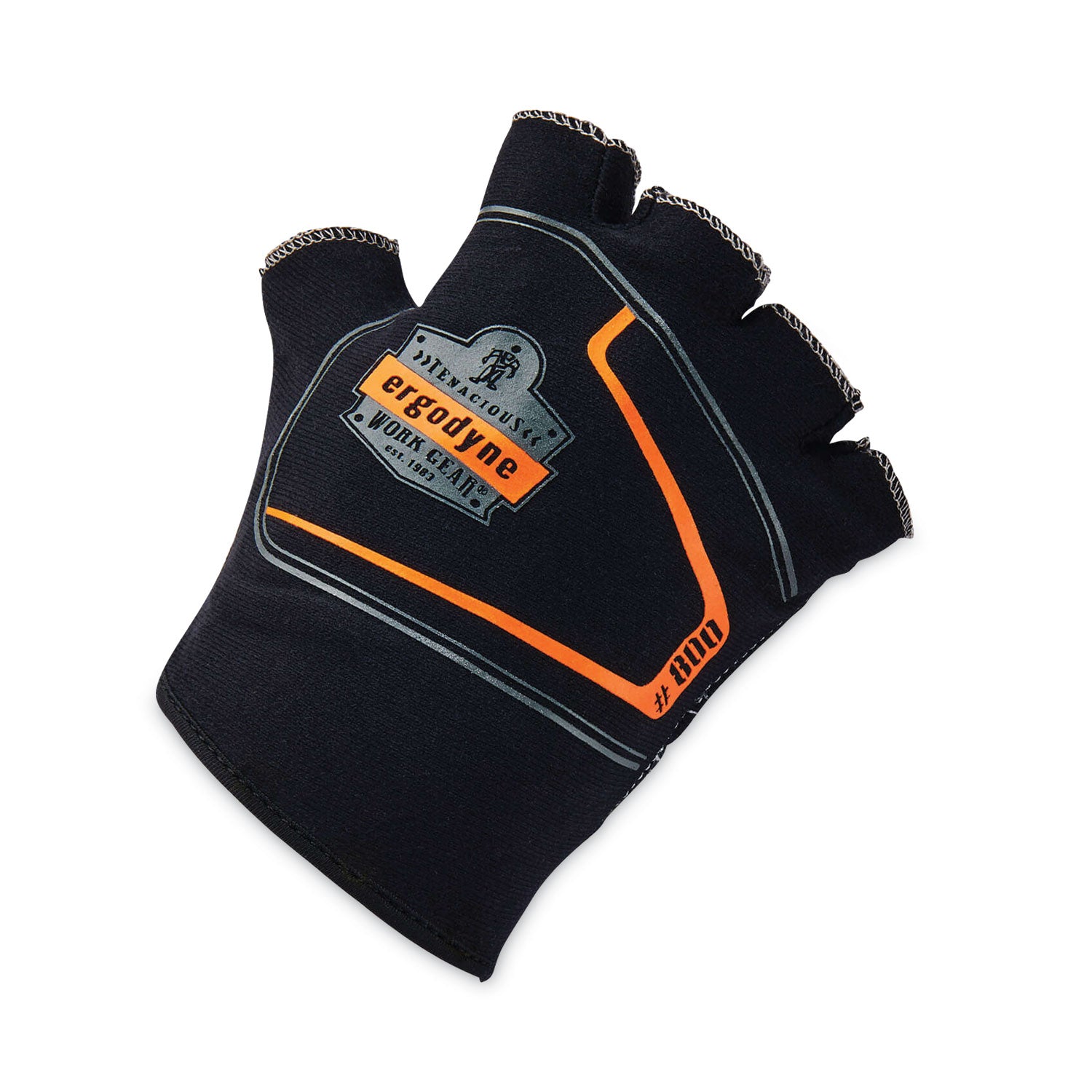 Ergodyne ProFlex 800 Glove Liners, Large, Half Finger, Black, 0.50" Thickness, 9" Length, Anti-Vibration, Durable, Breathable, Impact Resistant, 2 Pairs