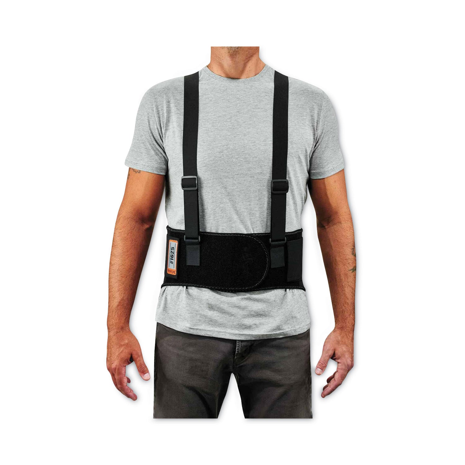 Ergodyne ProFlex 1625 Elastic Back Support Brace - 25" to 30" Waist Size - Black - Elastic, Polypropylene, Rubber - 1 Each