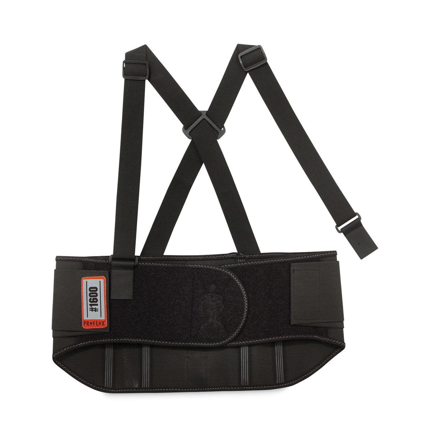 Ergodyne ProFlex 1600 Standard Back Support Brace - 42" to 46" Waist Size - Black - Elastic, Polypropylene, Rubber - 1 Each
