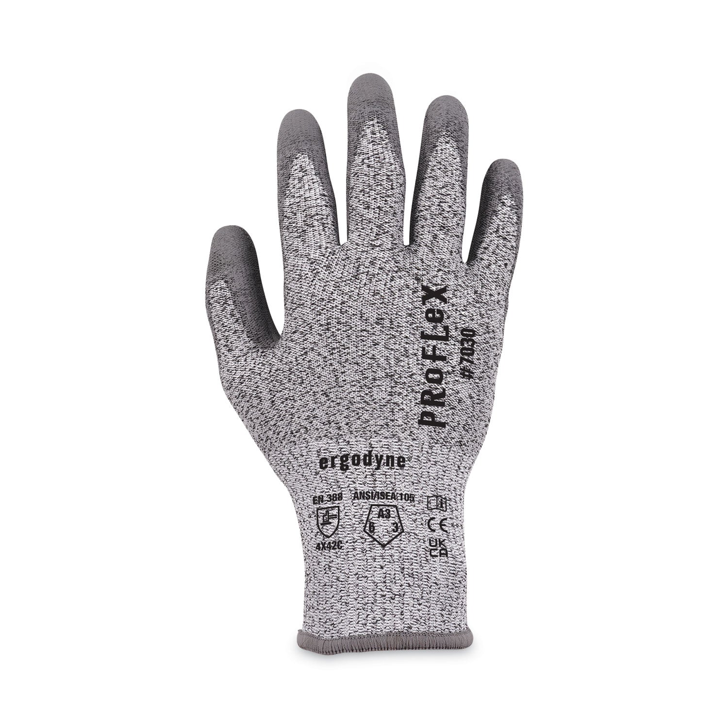 Ergodyne 7030 PU-Coated Cut-Resistant Gloves, XXL, Gray, HPPE/Nylon Spandex, Polyurethane Palm, Touchscreen Capable, Abrasion & Cut Resistant, 2/Pair Pack