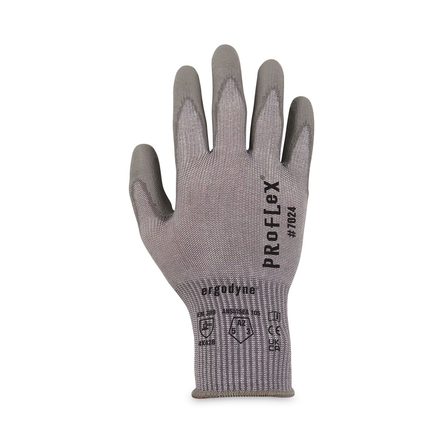 ProFlex 7024 ANSI A2 PU Coated CR Gloves, Gray, Large, Pair