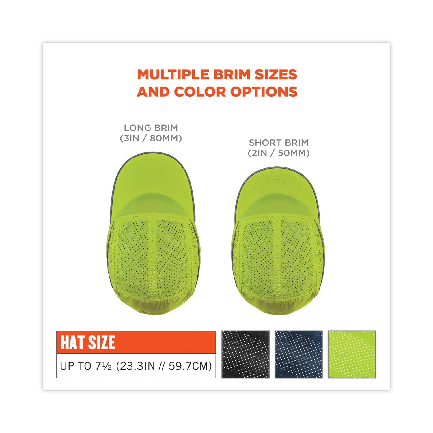Ergodyne Skullerz 8955 Lightweight Bump Cap Hat, Lime, High-Density Polyethylene Shell, Vented, Reflective, Breathable, Removable, Machine Washable, Impact Resistant, 1 Each