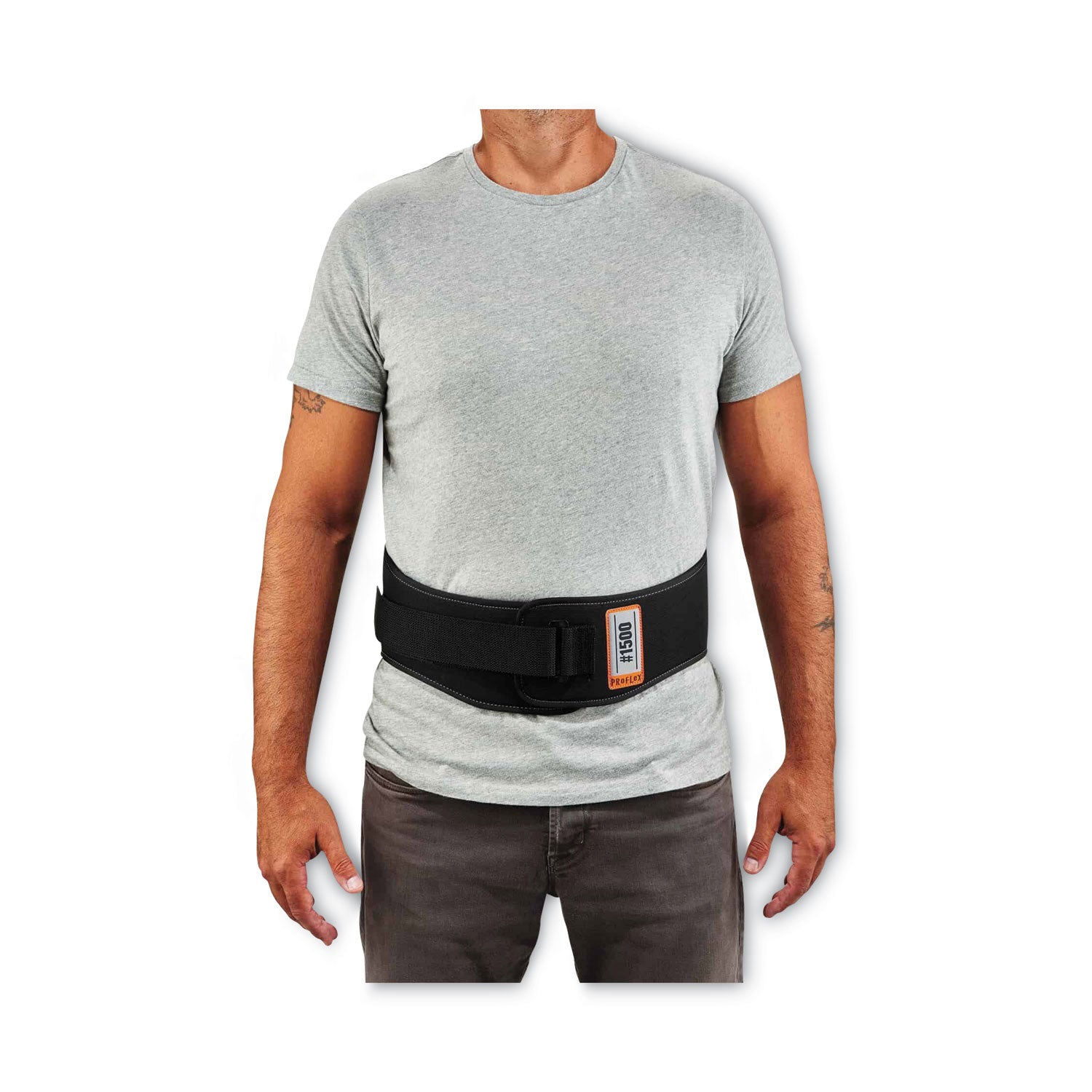 Ergodyne ProFlex 1500 Weight Lifters Support Brace - 38" to 42" Waist Size - Black - 900D Nylon - 1 Each
