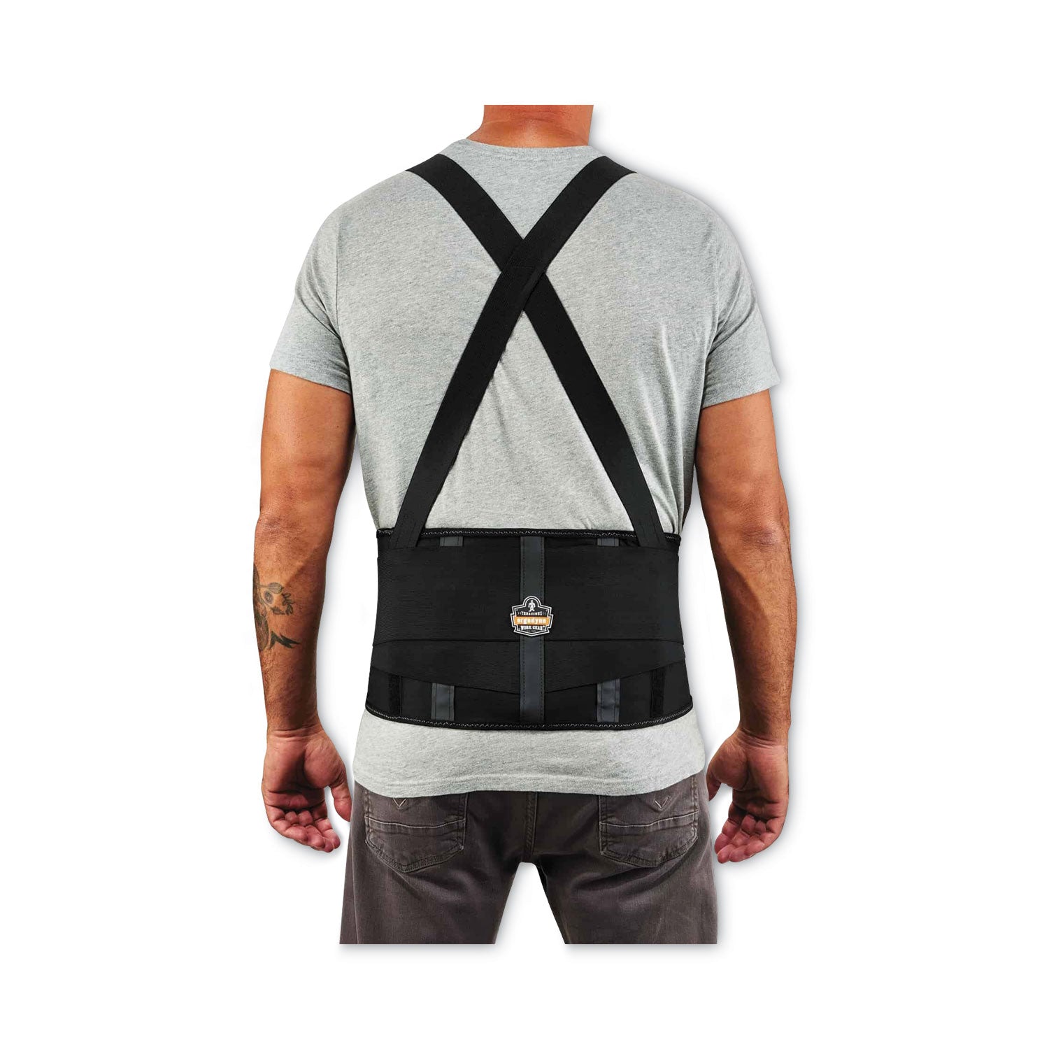 Ergodyne ProFlex 1100SF Spandex Back Support Brace - 34" to 38" Waist Size - Black - 280D Spandex, Elastic - 1 Each