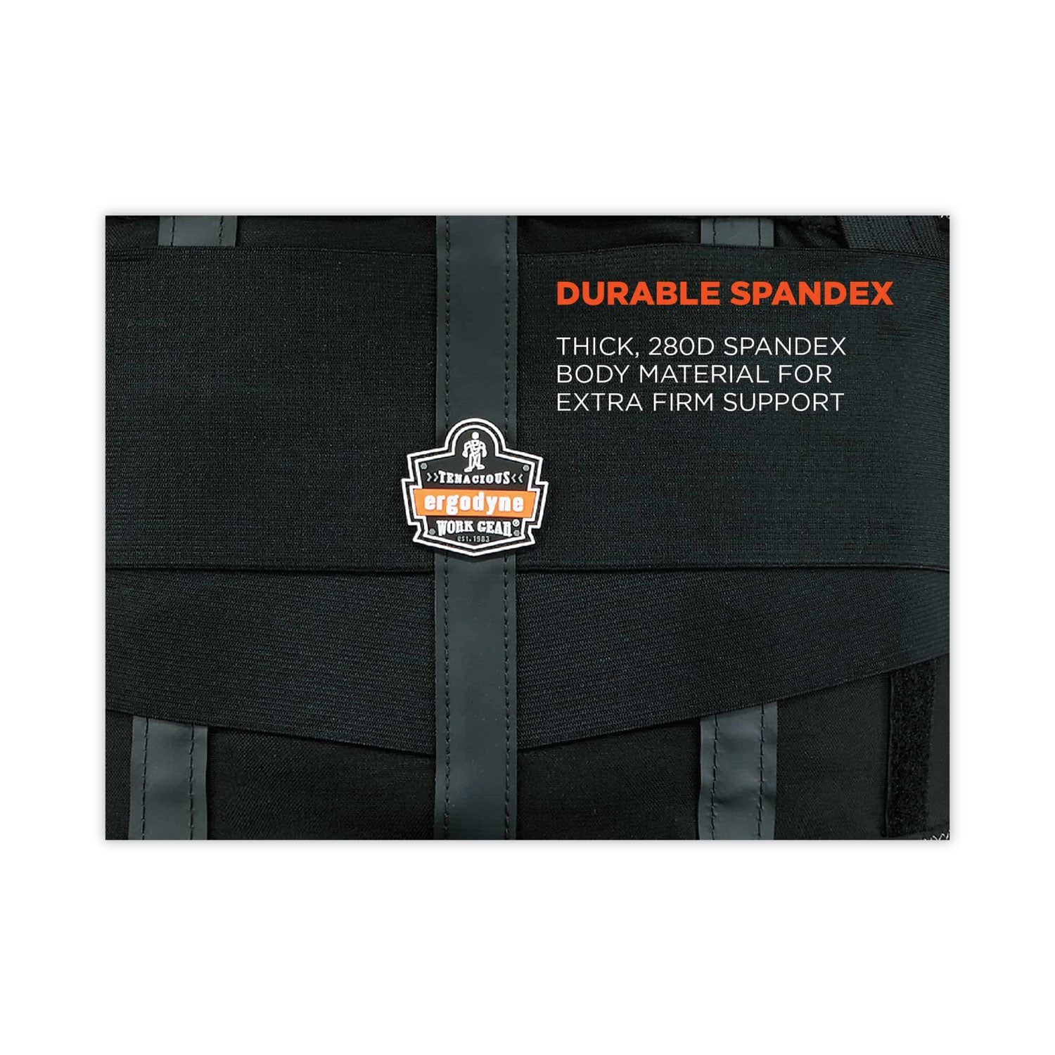 Ergodyne ProFlex 1100SF Spandex Back Support Brace - 46" to 52" Waist Size - Black - 280D Spandex, Elastic - 1 Each