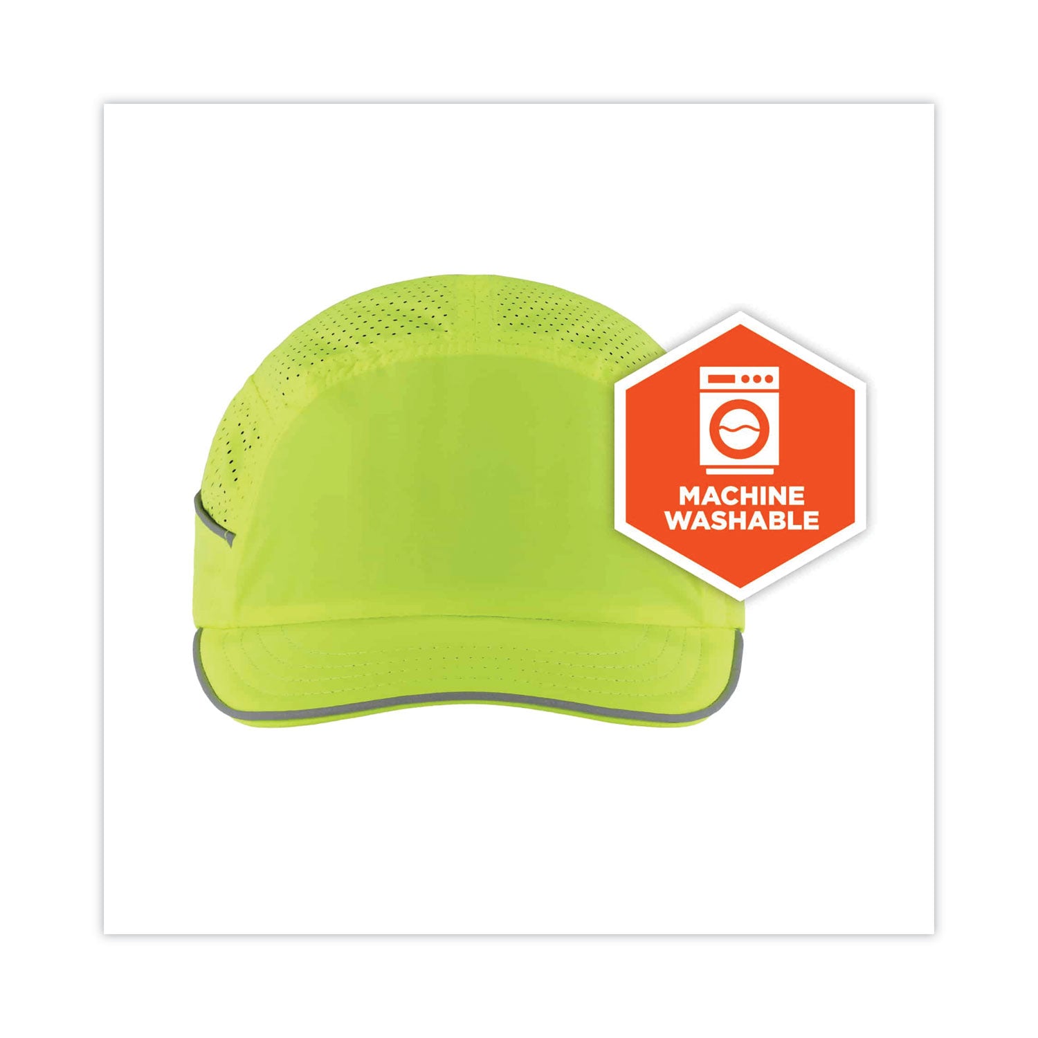 Ergodyne Skullerz 8955 Lightweight Bump Cap Hat, Lime, High-Density Polyethylene Shell, Vented, Reflective, Breathable, Removable, Machine Washable, Impact Resistant, 1 Each