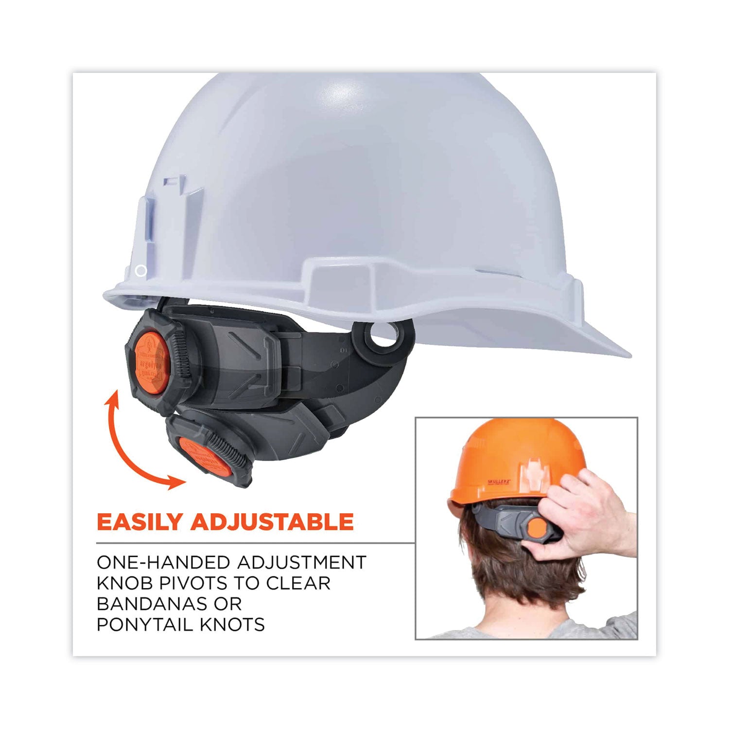 Ergodyne Skullerz 8972 Class C Cap-Style Hard Hat, Orange, Vented, Adjustable Ratchet, Removable Sweatband, Lightweight, Heavy Duty, 1 Each