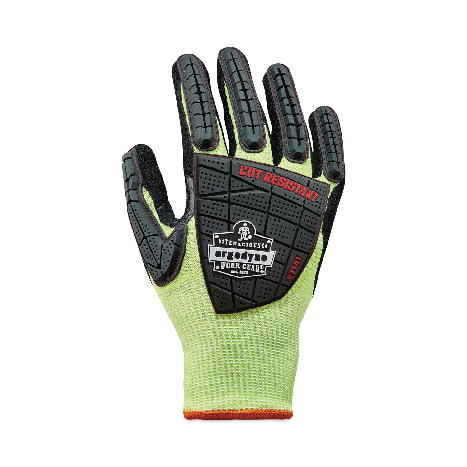 Ergodyne ProFlex 7141 Nitrile-Coated DIR Level 4 Cut-Resistant Gloves, Medium, Lime, 1.75" Thick, 10" Length, 2 Pairs per Pack, 72 Packs per Carton