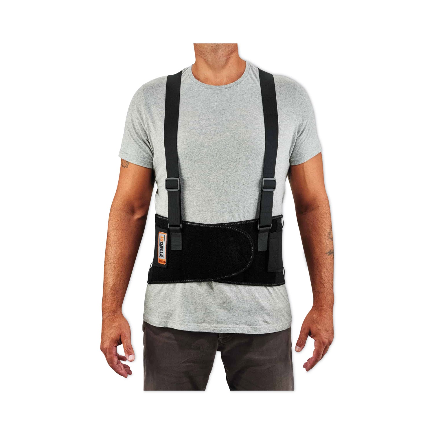 Ergodyne ProFlex 1100SF Spandex Back Support Brace - 42" to 46" Waist Size - Black - Spandex, Elastic - 1 Each