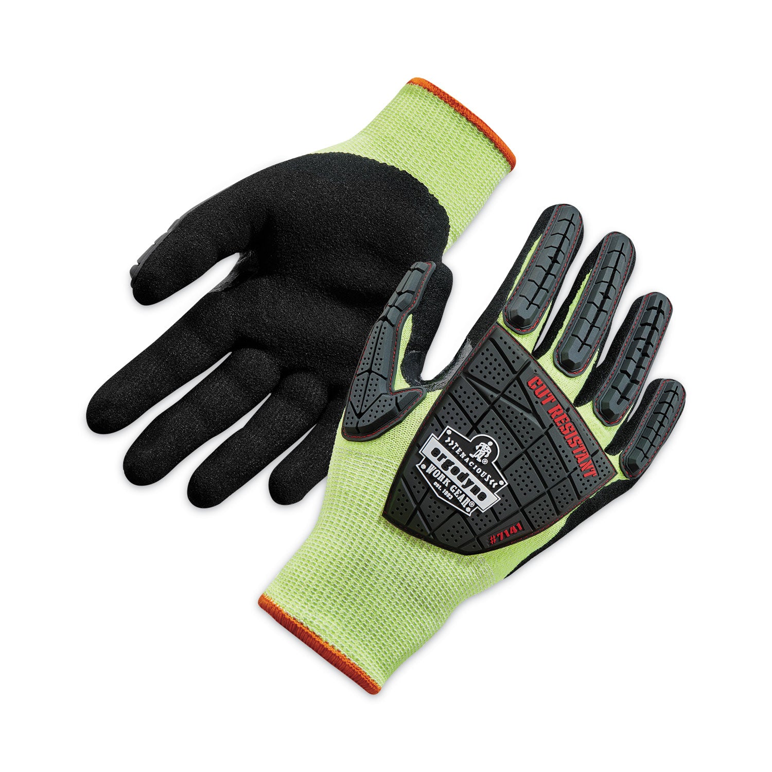 Ergodyne ProFlex 7141 Nitrile-Coated DIR Level 4 Cut-Resistant Gloves, Medium, Lime, 1.75" Thick, 10.50" Length, 2/Pair, 12 Pairs/Carton