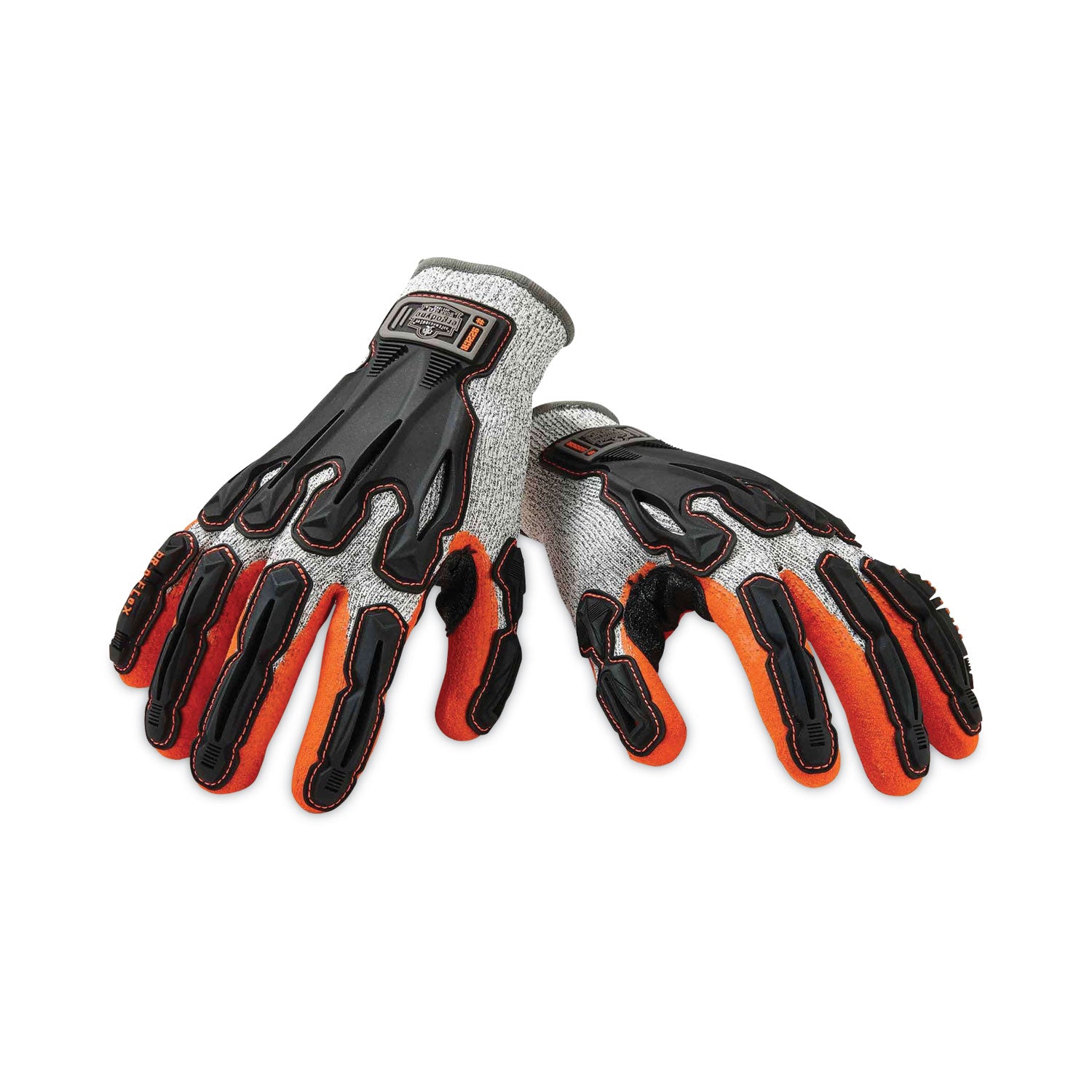 Ergodyne ProFlex 922CR Dorsal Cut-Resistant Gloves, Large, 6.25" Length, Nitrile Coating, Gray, HPPE/Nylon Spandex, Impact & Abrasion Resistant, Superior Grip, High Visibility, 2 Pairs
