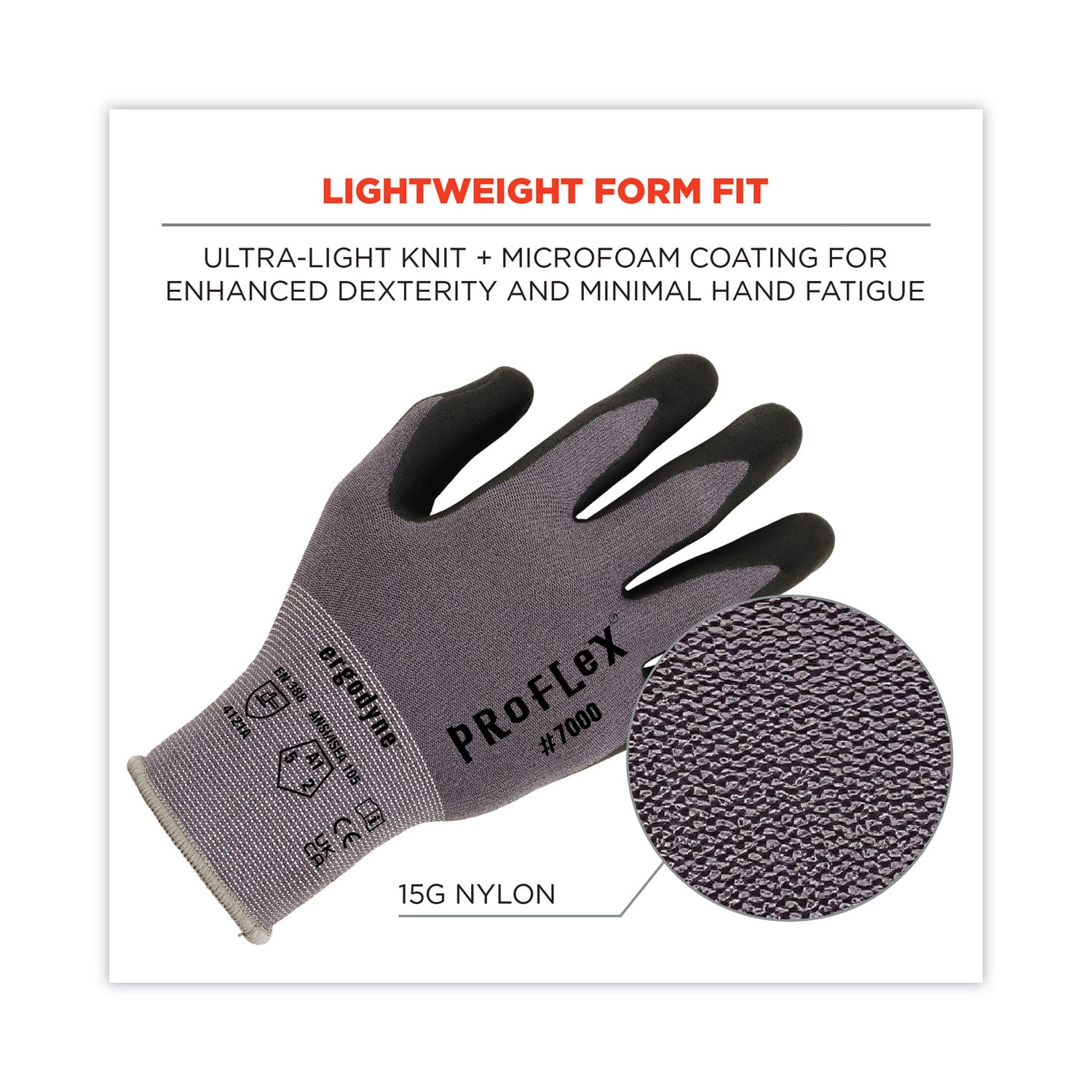 ProFlex 7000 Nitrile-Coated Gloves Microfoam Palm, Gray, Small, Pair