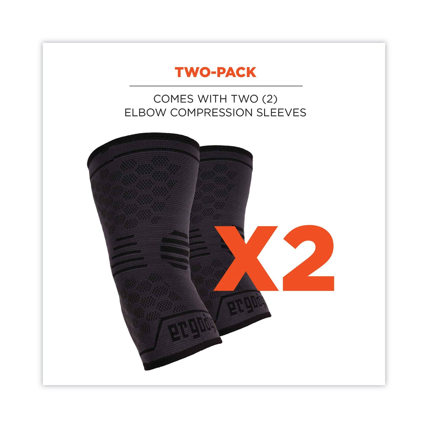 Ergodyne ProFlex 651 Elbow Compression Sleeve, Small, 9.06"–10.63" Elbow Circumference, Black, Elastic, 1 Each