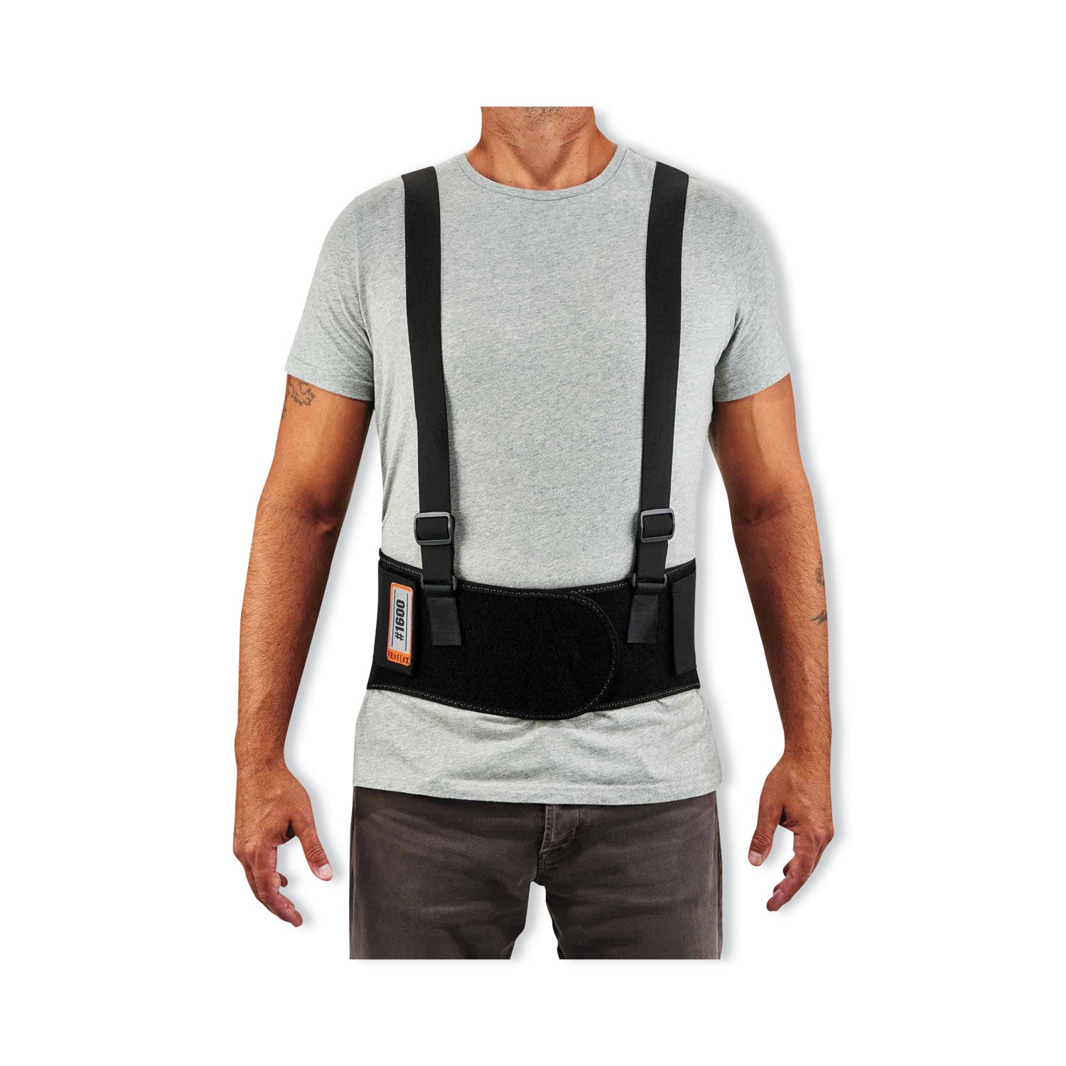 Ergodyne ProFlex 1600 Standard Back Support Brace - 42" to 46" Waist Size - Black - Elastic, Polypropylene, Rubber - 1 Each