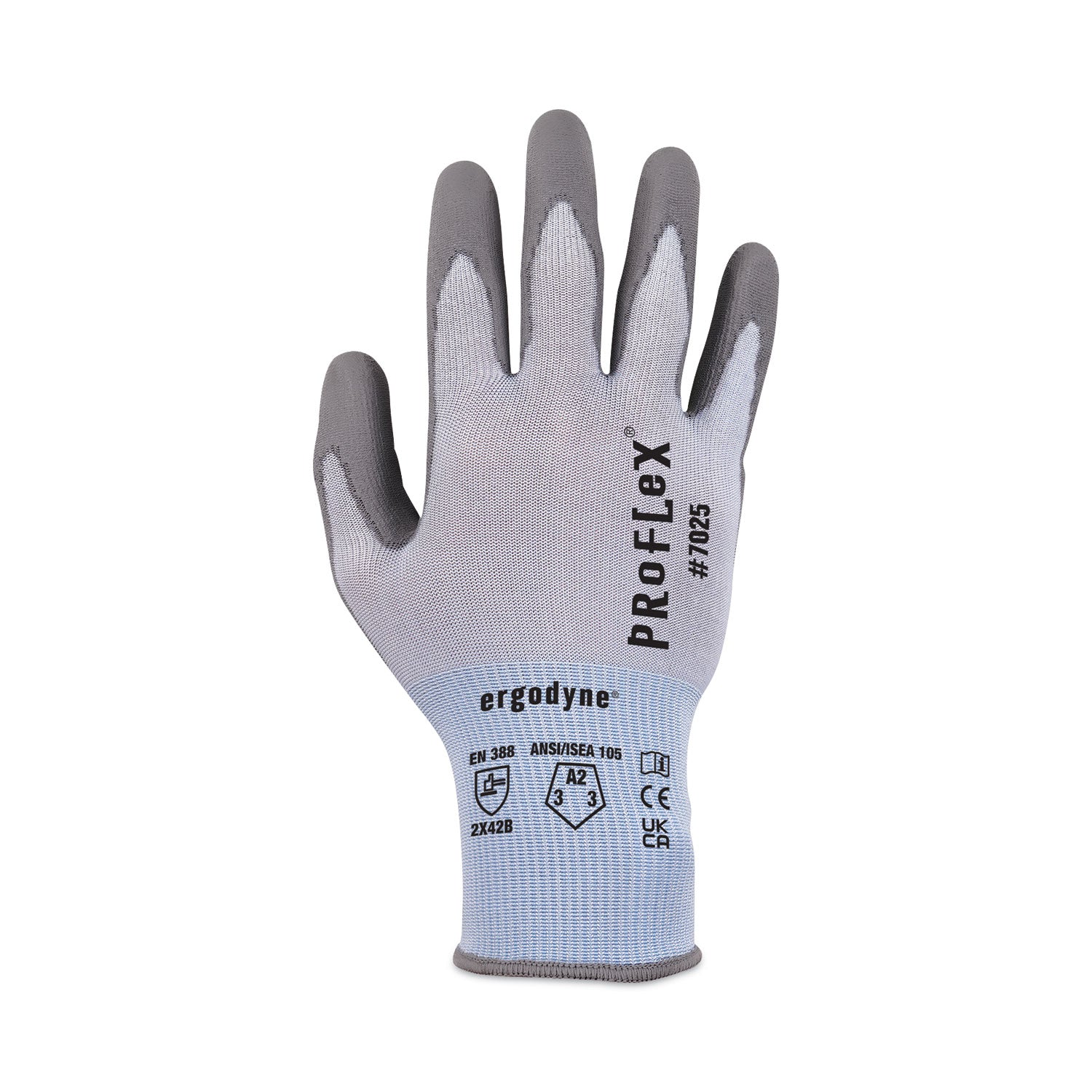 Ergodyne 7025 PU-Coated Cut-Resistant Gloves, XXL, Blue, Touchscreen Capable, Polyurethane Palm, HPPE/Nylon Spandex, Cut and Abrasion Resistant, 2 Pairs per Pack