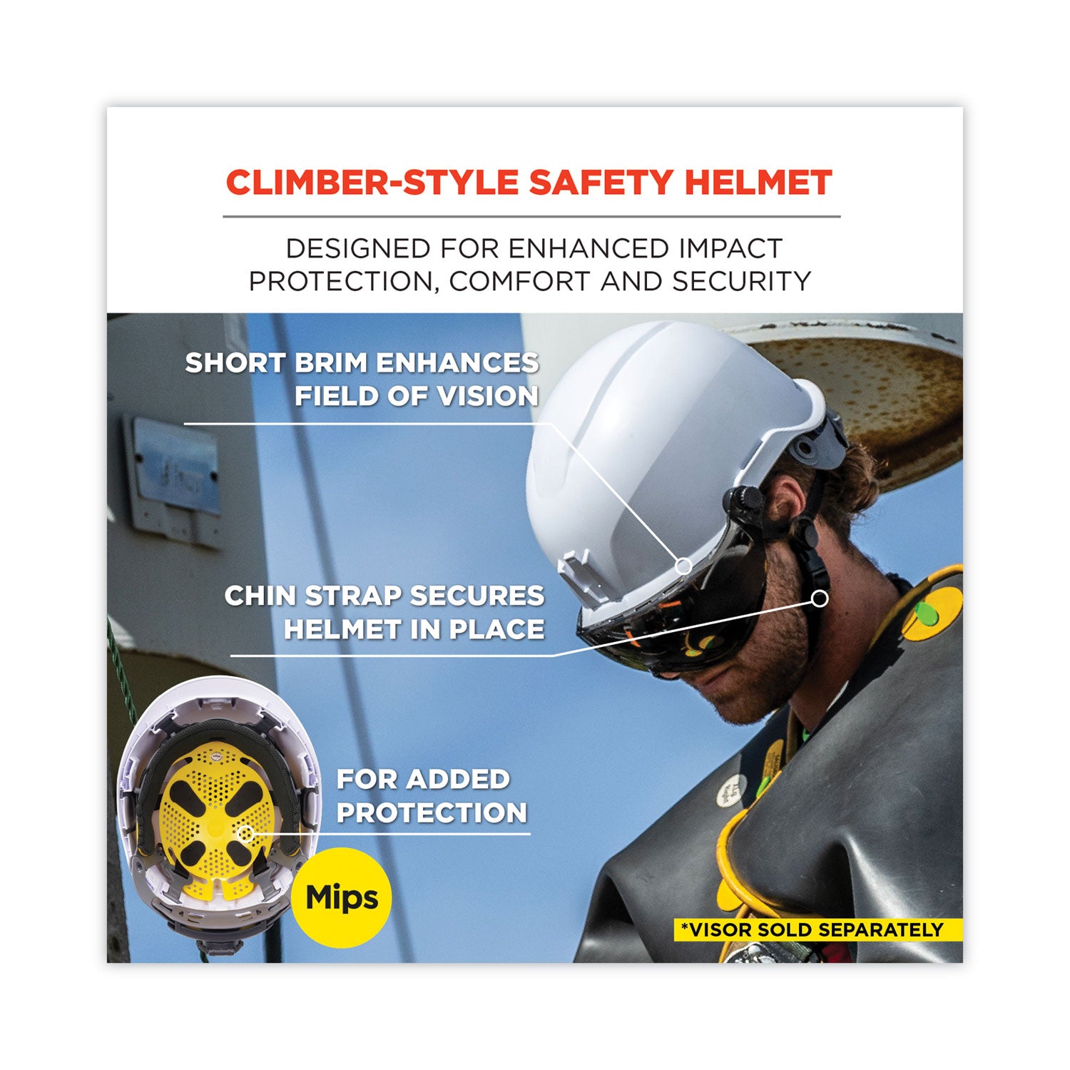 Skullerz 8974-MIPS Class E Safety Helmet with MIPS Elevate Ratchet Suspension, White