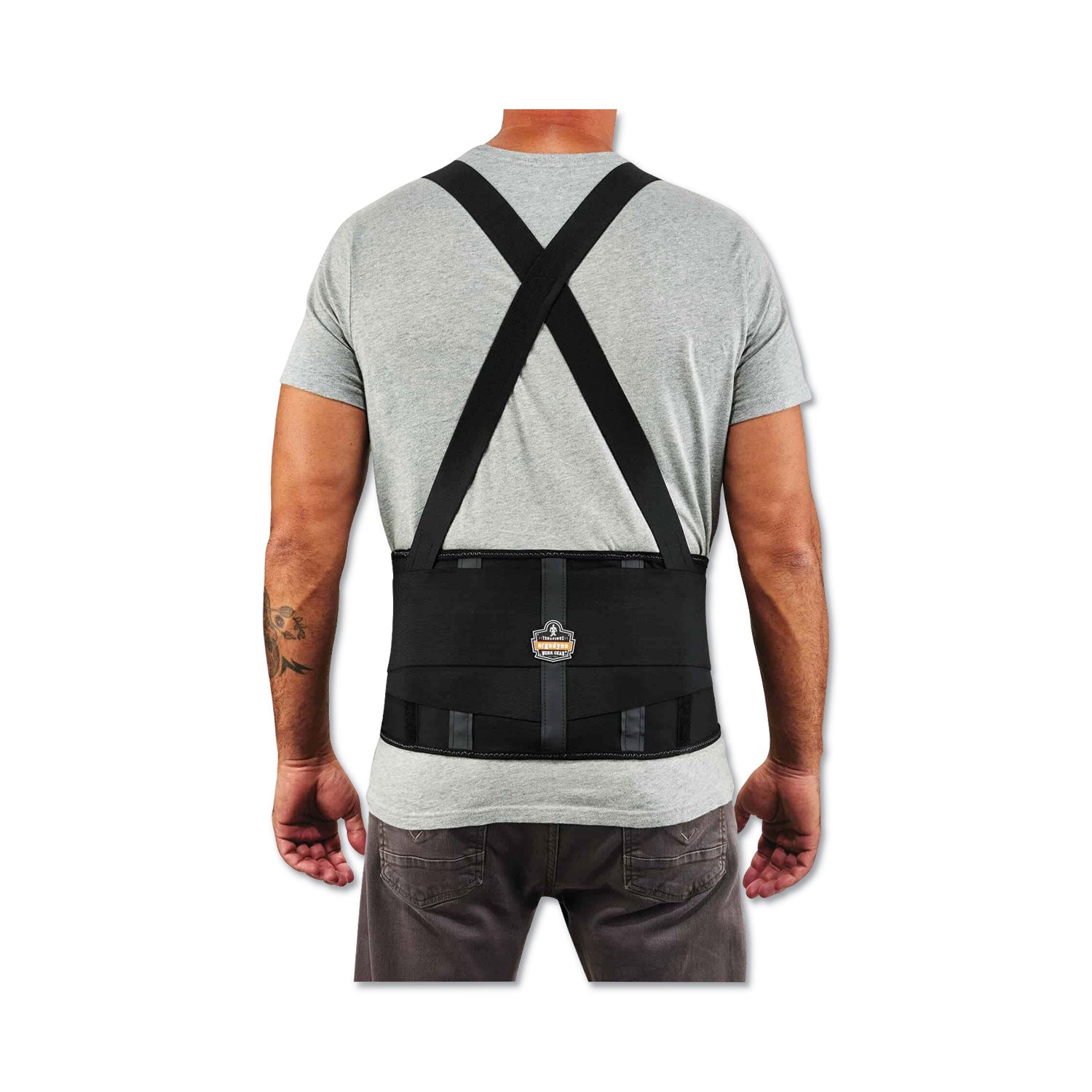 Ergodyne ProFlex 1100SF Spandex Back Support Brace - 52" to 58" Waist Size - Black - 280D Spandex, Elastic - 1 Each