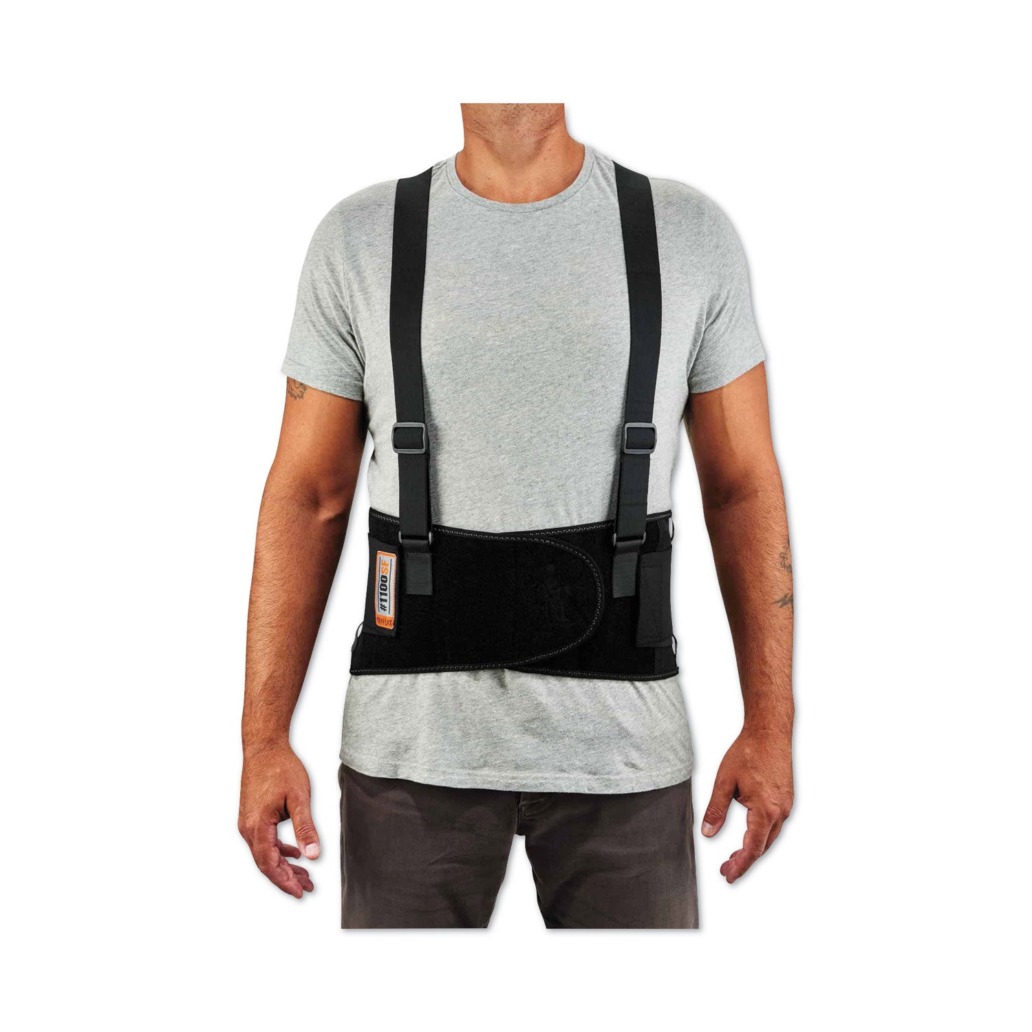 Ergodyne ProFlex 1100SF Spandex Back Support Brace - 34" to 38" Waist Size - Black - 280D Spandex, Elastic - 1 Each