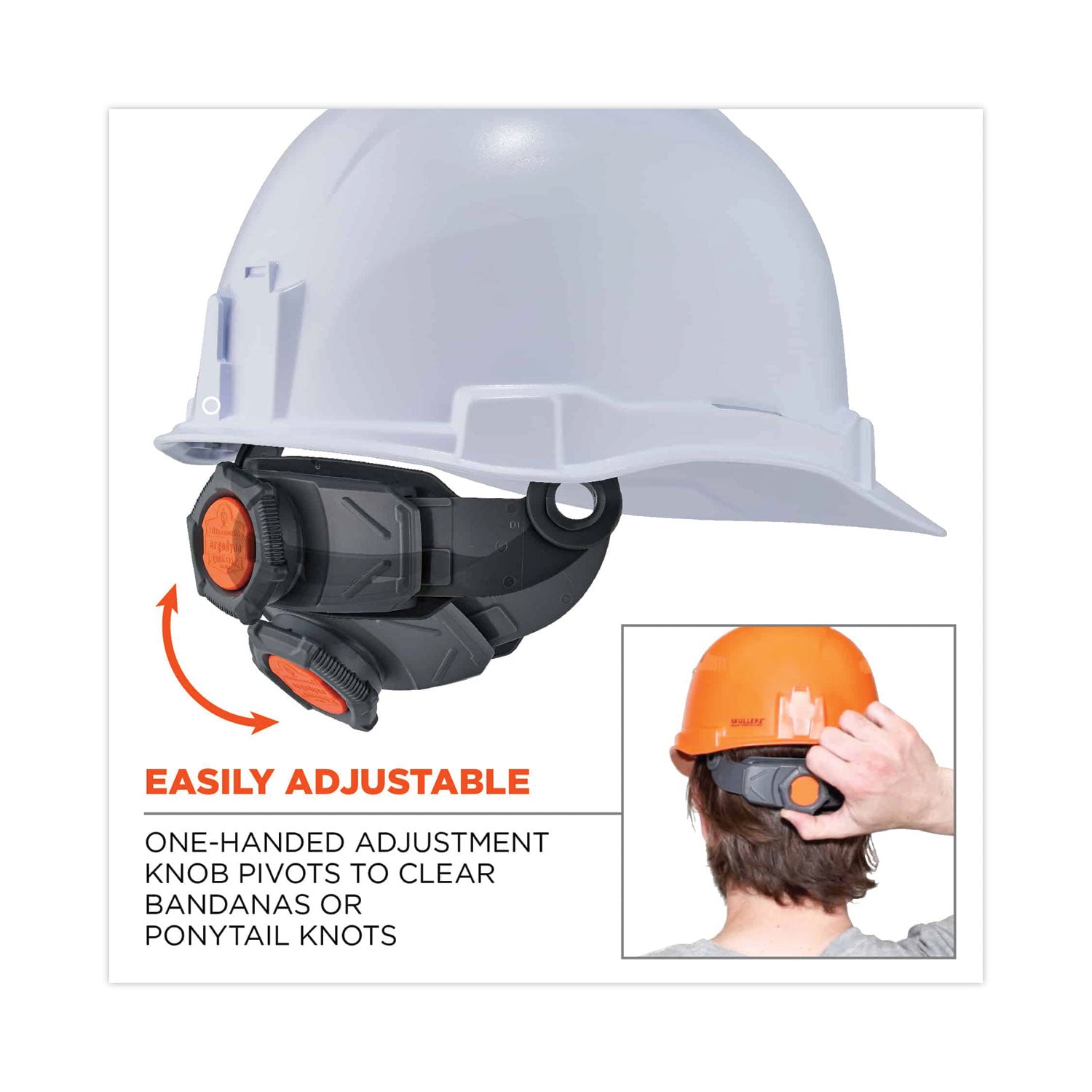 Ergodyne Skullerz 8972 Class C Cap-Style Hard Hat, Orange, Vented, Adjustable Ratchet, Removable Sweatband, Lightweight, Heavy Duty, 1 Each