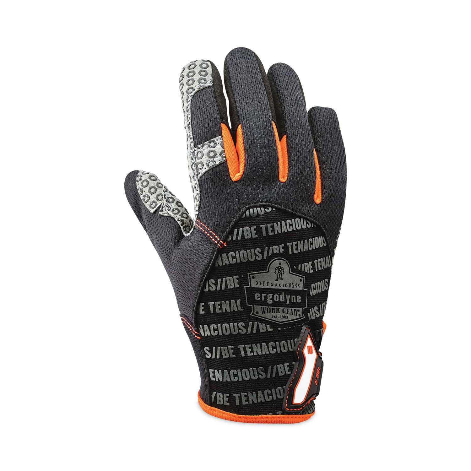 Ergodyne ProFlex 821 Smooth Surface Handling Gloves - 2" Thickness x 12.50" Glove Length - Medium Size - Black - Flexible, Comfortable, Breathable, Secure Fit, Molded, Pull-on Tab, ID Tab, Machine Washable - For Handling Goods - 2 / Pair