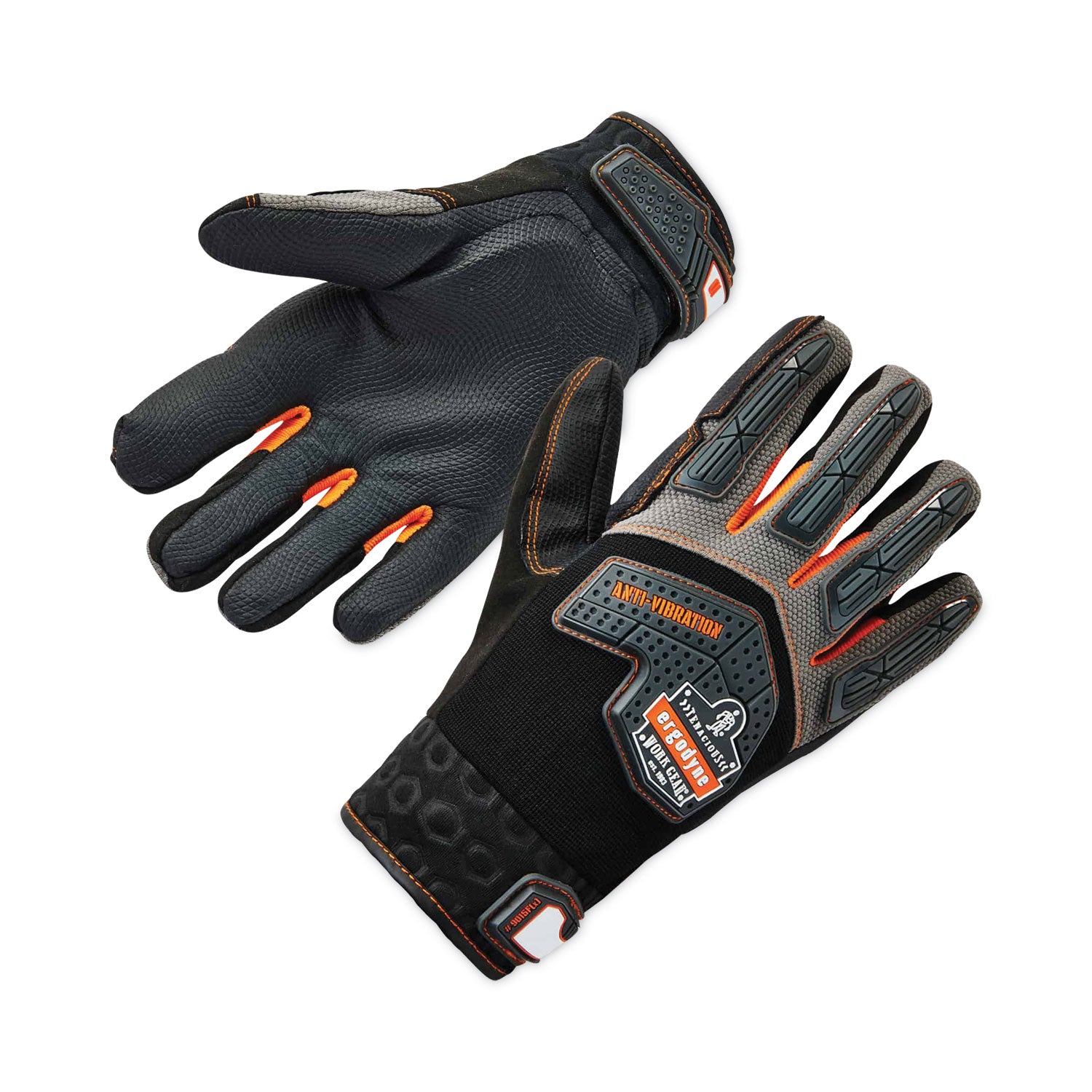 Ergodyne ProFlex 9015F(x) Certified Anti-Vibration Gloves + DIR Protection, Small, Black, 2 Pairs, 2.50" Thick, 12.50" Length, Padded Palm, Impact & Vibration Resistant, Reinforced Thumb, Breathable, Debris Resistant