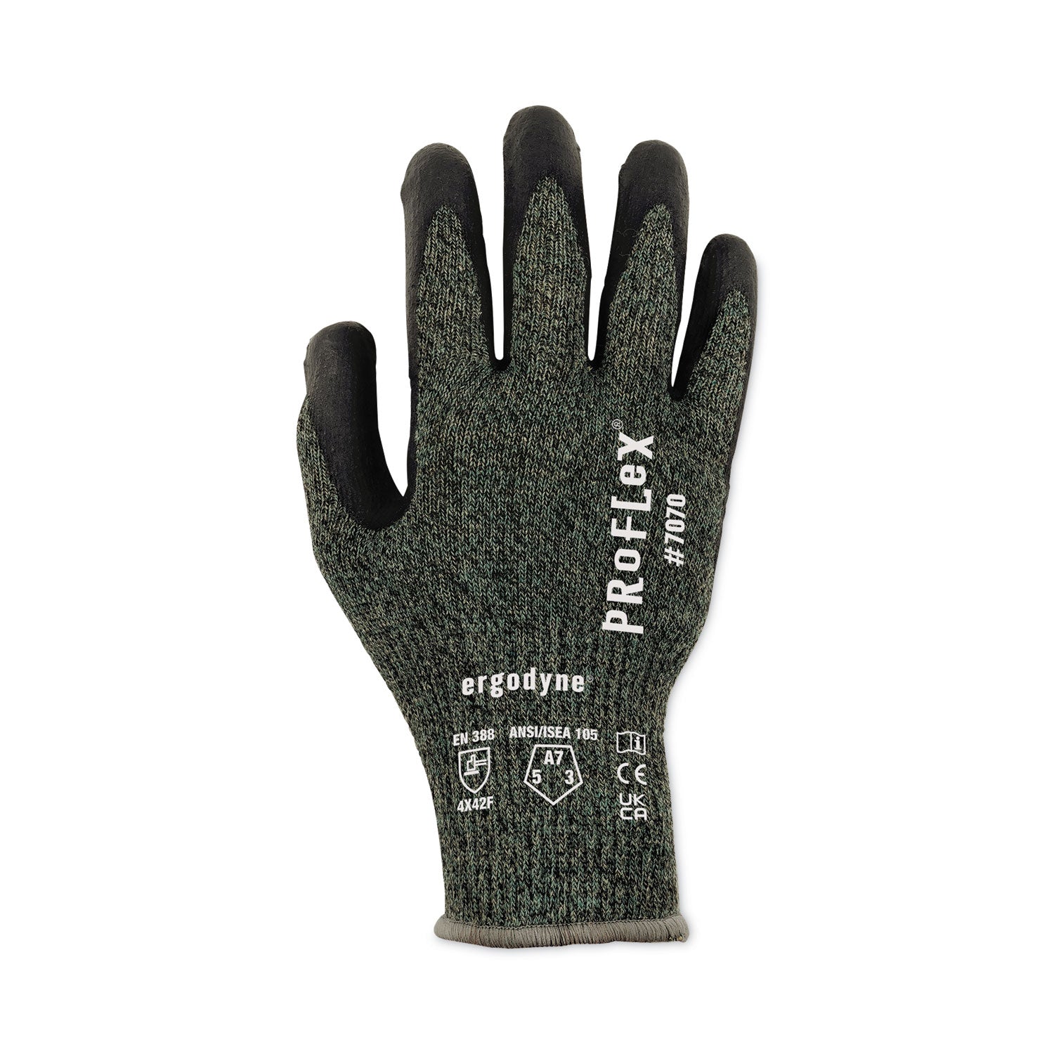 Ergodyne 7070 Nitrile-Coated Cut-Resistant Gloves, Medium, Green, Synthetic Fiber, Touchscreen Capable, Heat, Cut, and Abrasion Resistant, Machine Washable, 2 Pairs per Pack